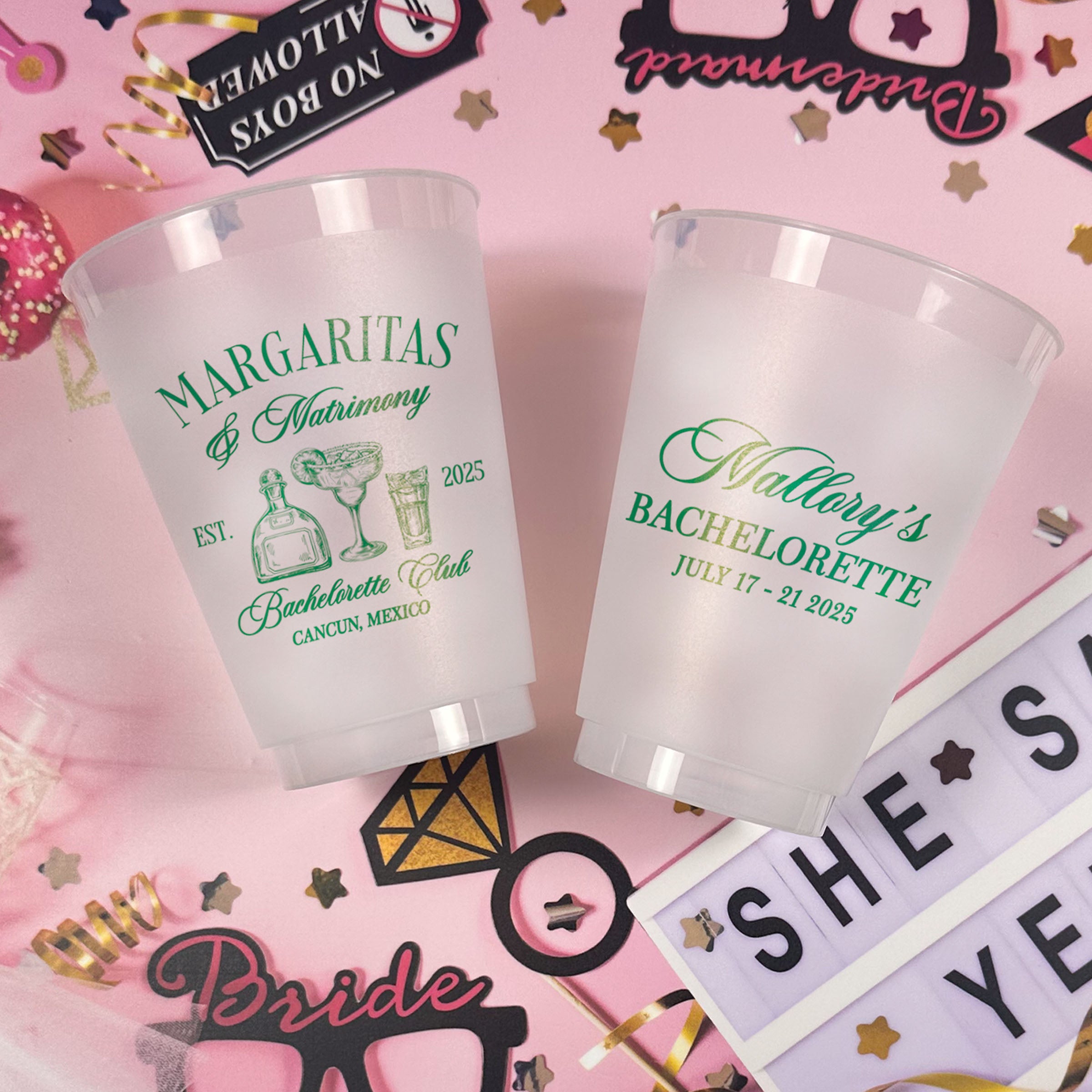 Bachelorette Margaritas & Matrimony - Frosted Cups
