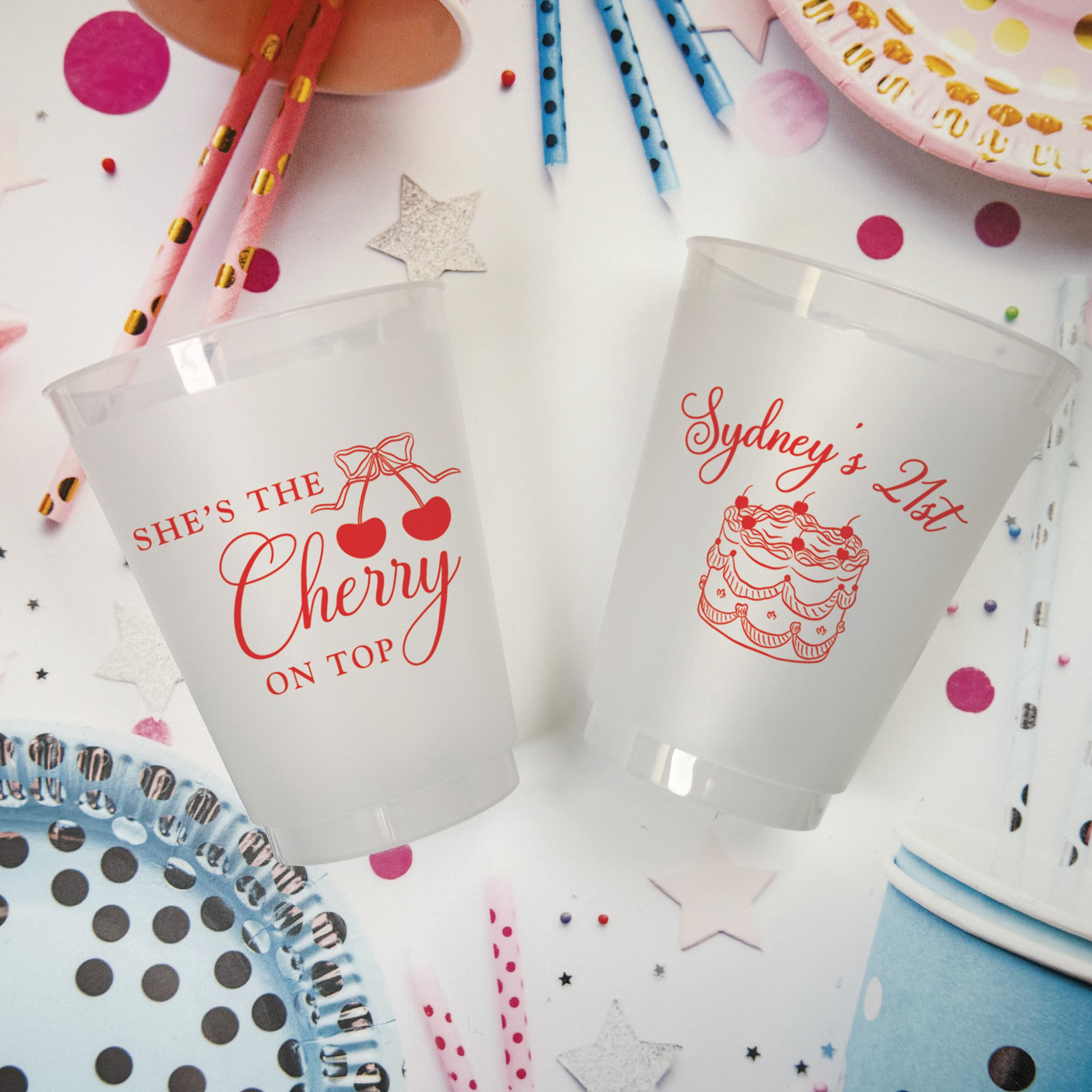 Birthday Cherry On Top - Frosted Cups