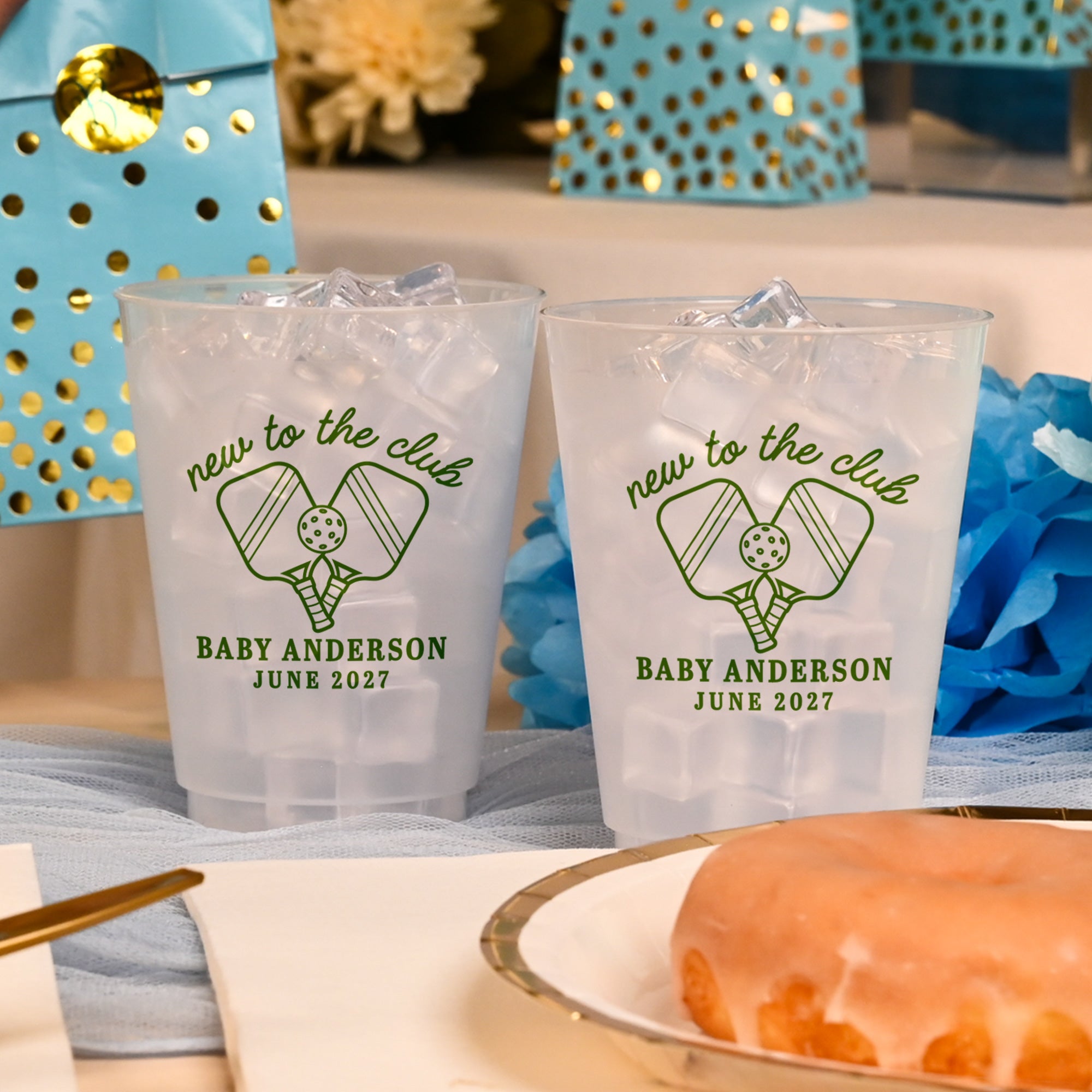 Baby Shower Pickleball New To The Club - Frosted Cups