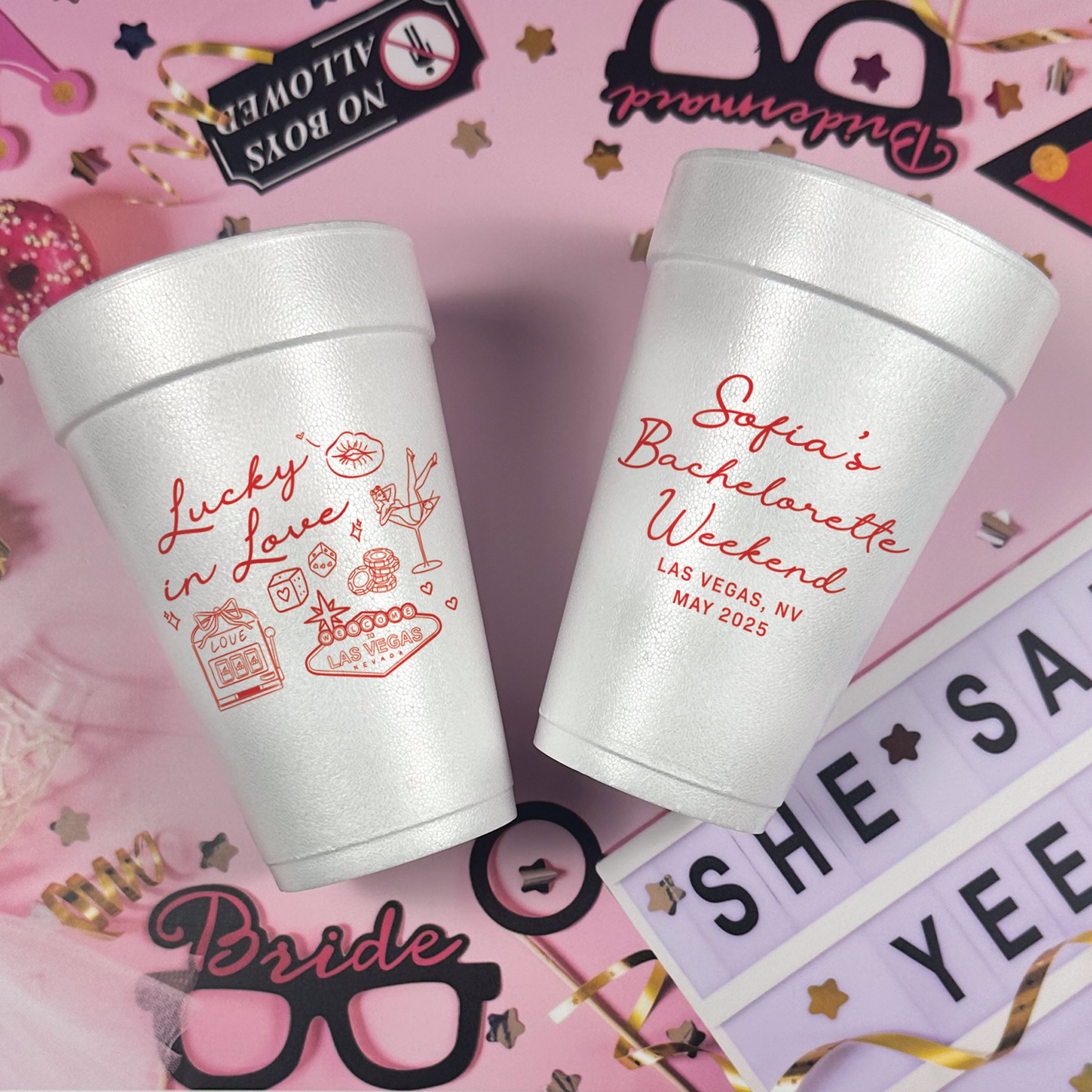 Bachelorette Lucky In Love - Foam Cups