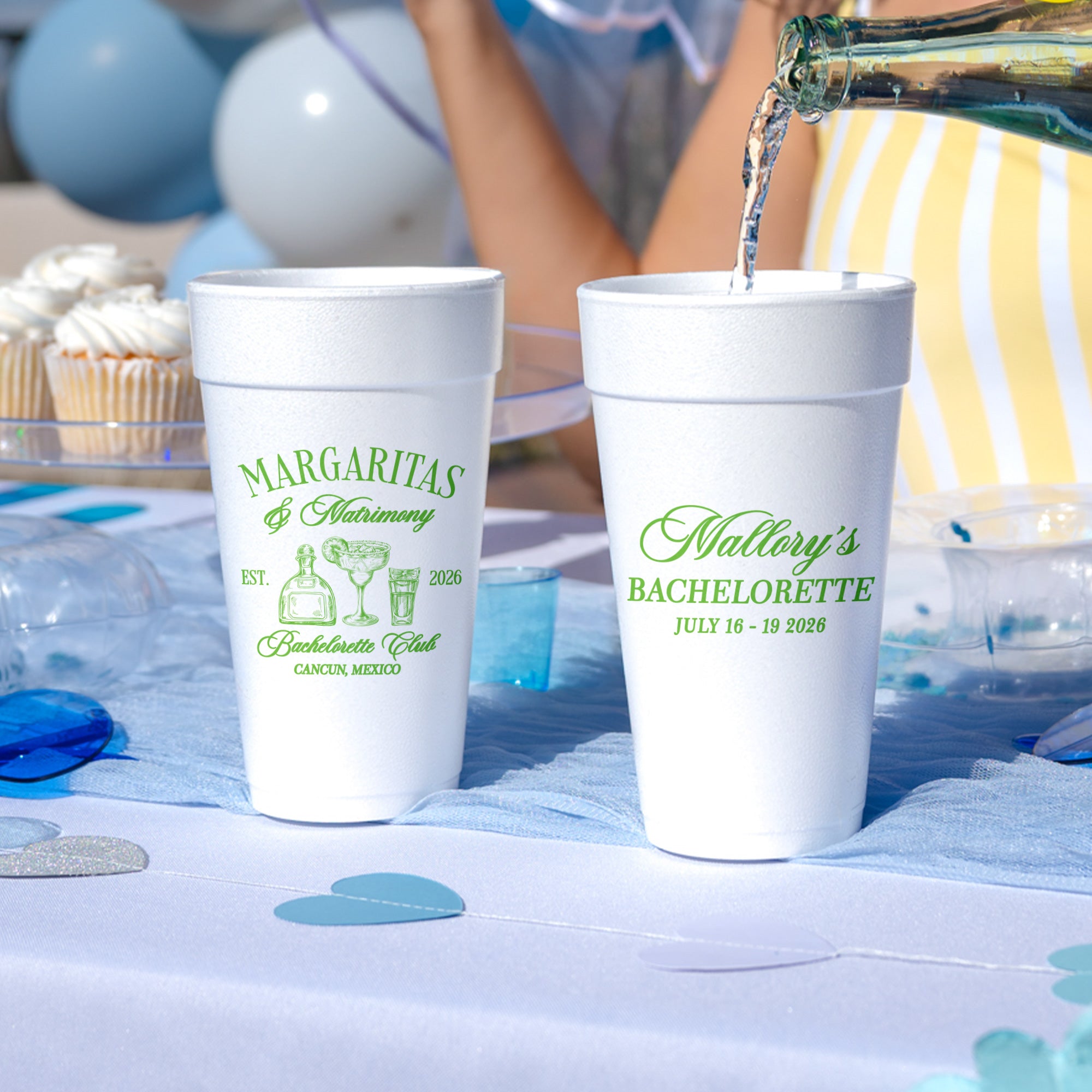 Bachelorette Margaritas & Matrimony - Foam Cups