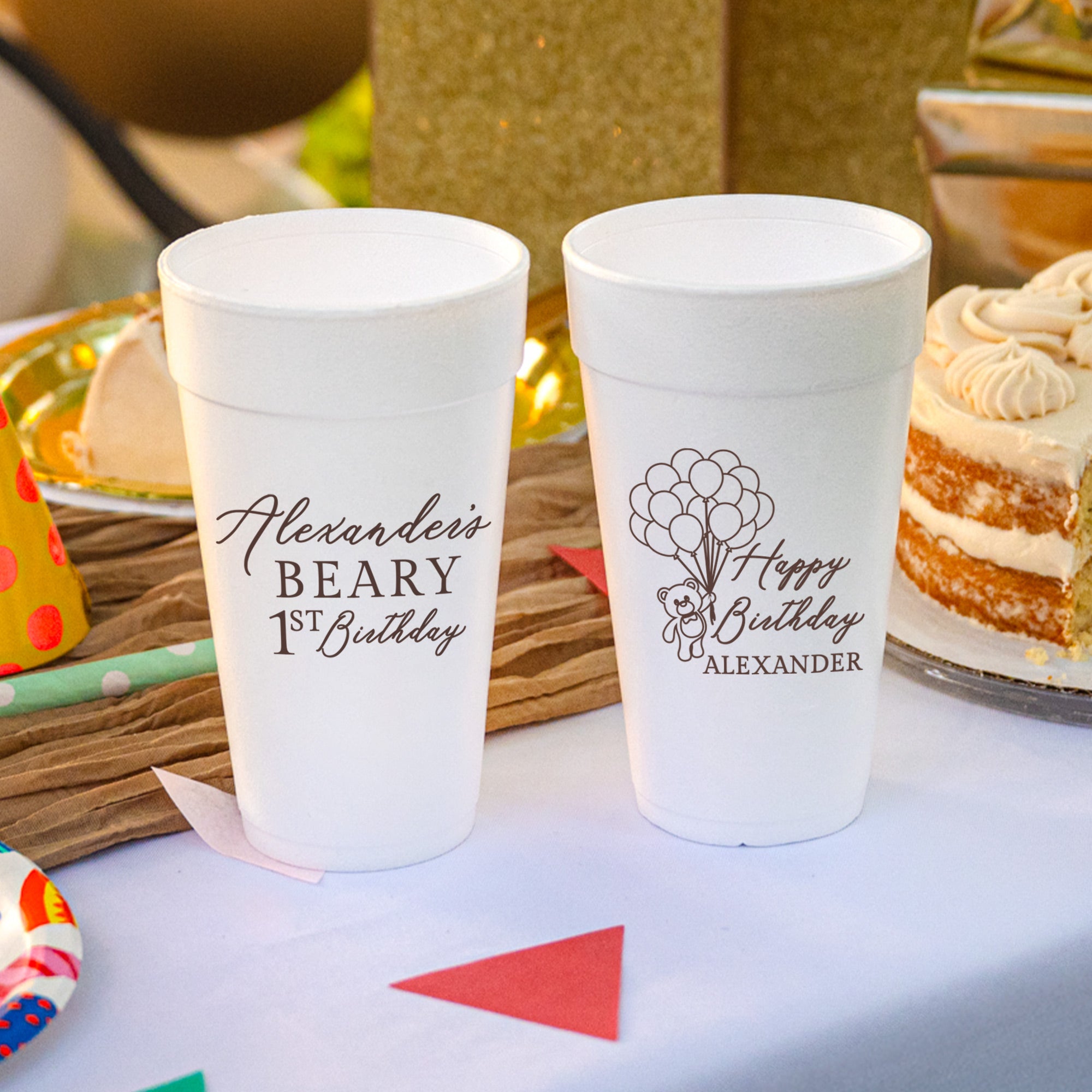 Birthday Beary First - Foam Cups