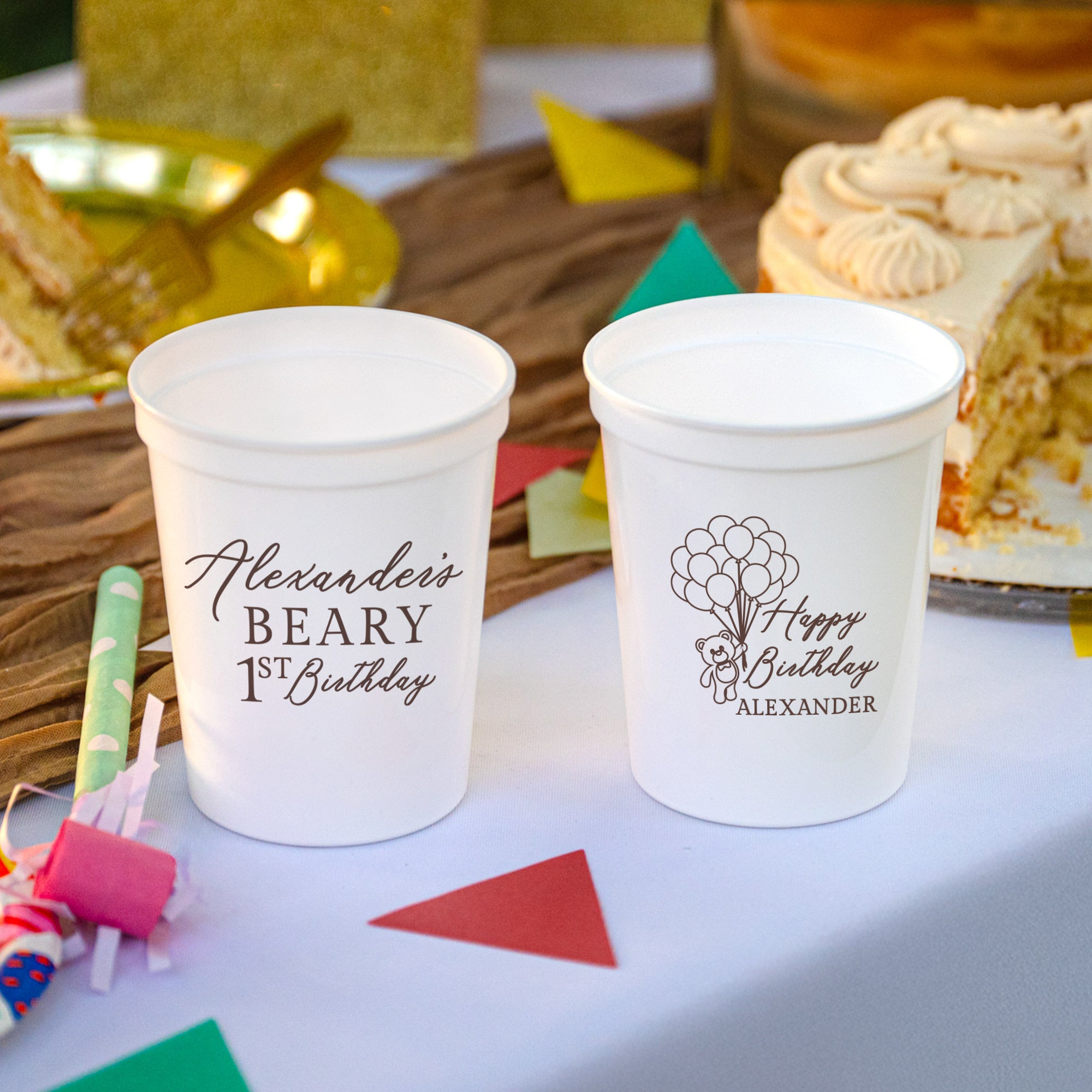 Birthday Beary First - Stadium Cups