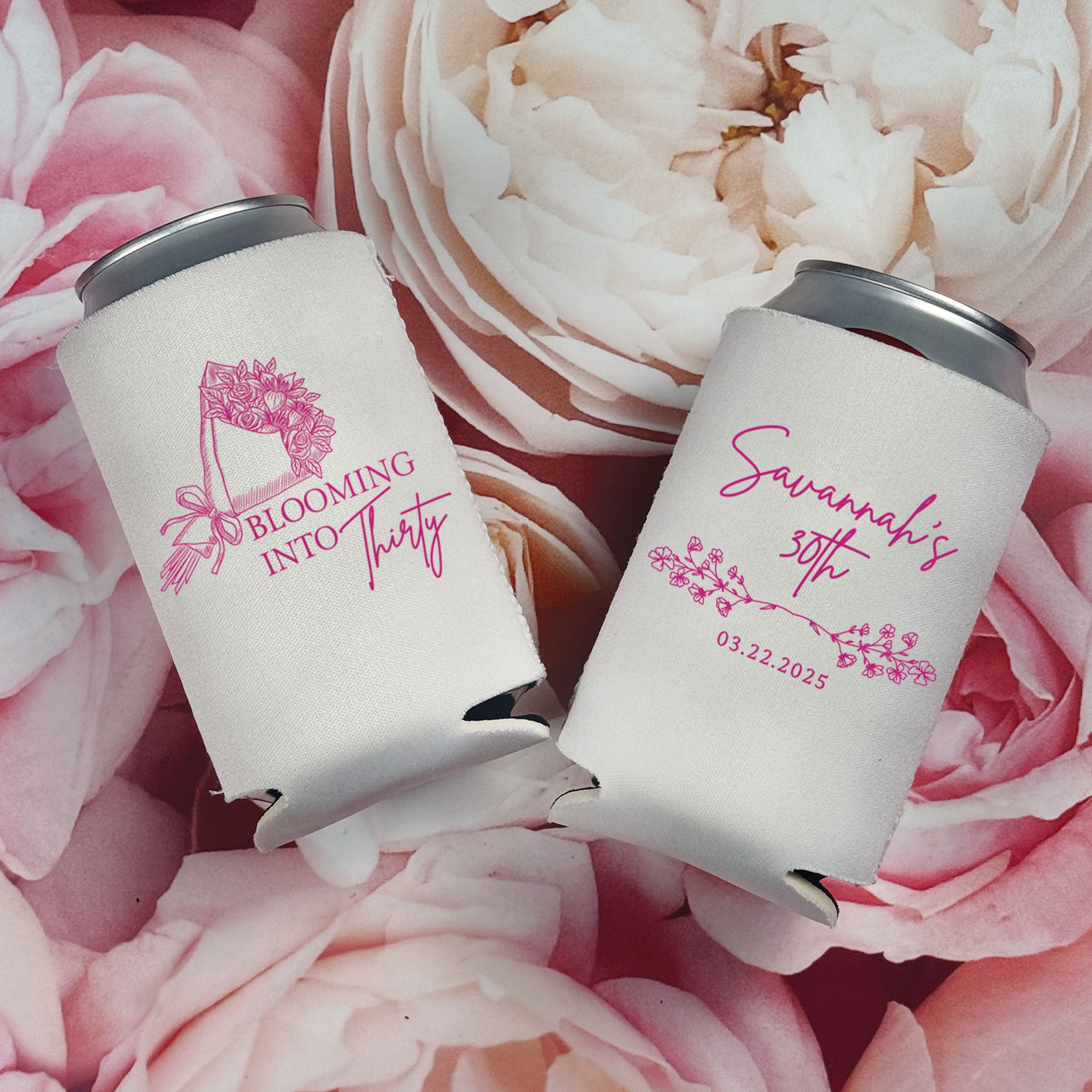 Birthday Blooming Into Thirty - Can Coolers