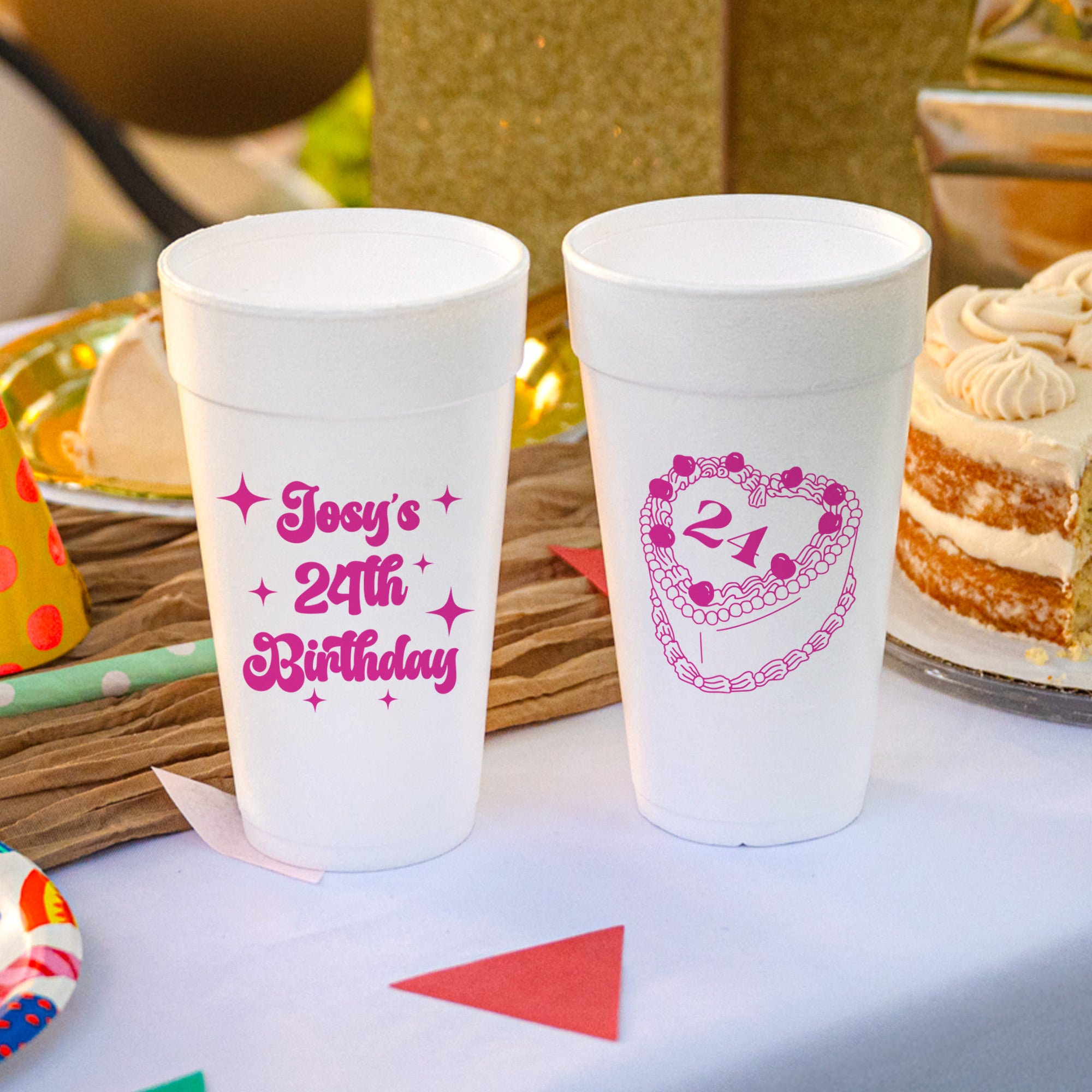 Birthday Cake - Foam Cups