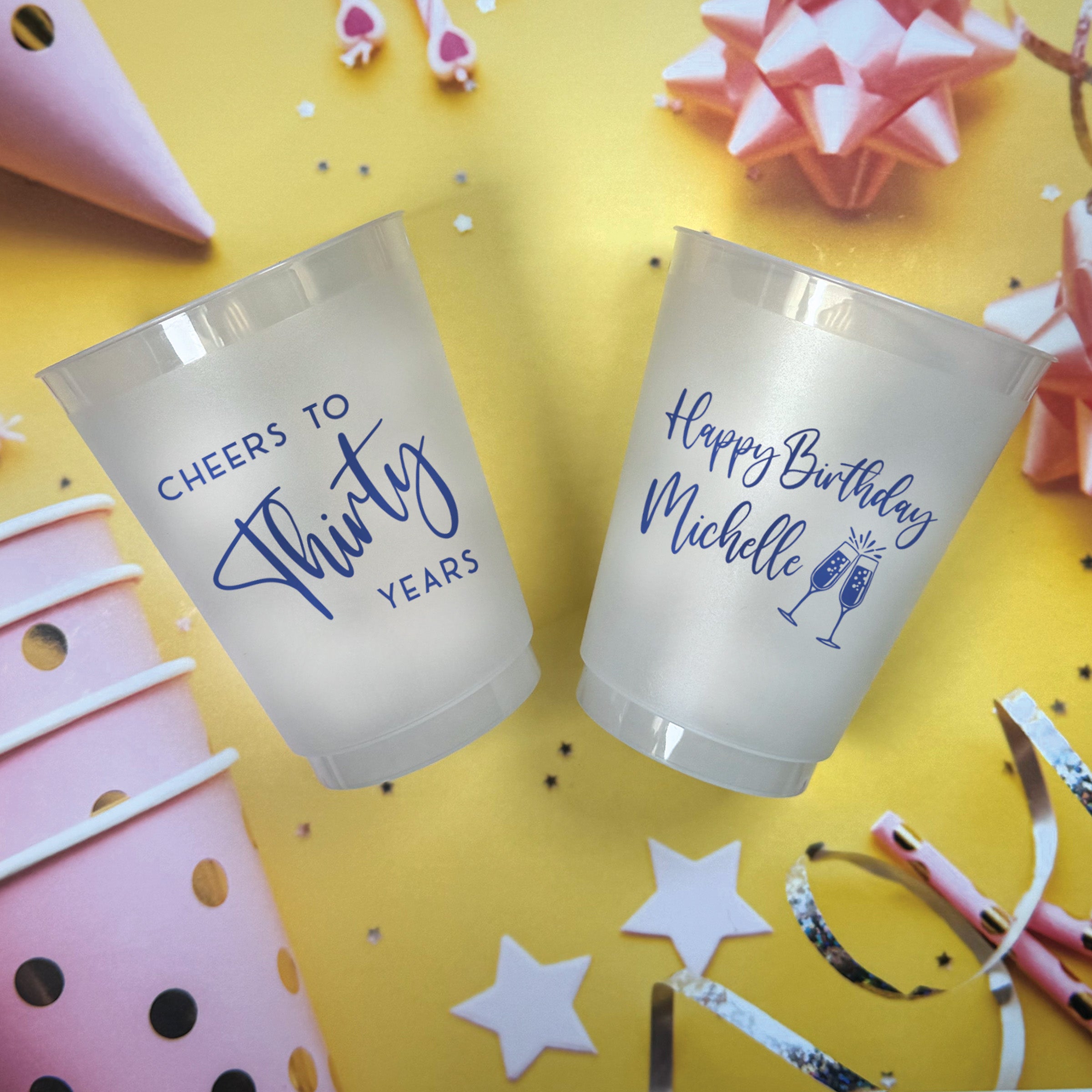 Birthday Champagne Cheers - Frosted Cups