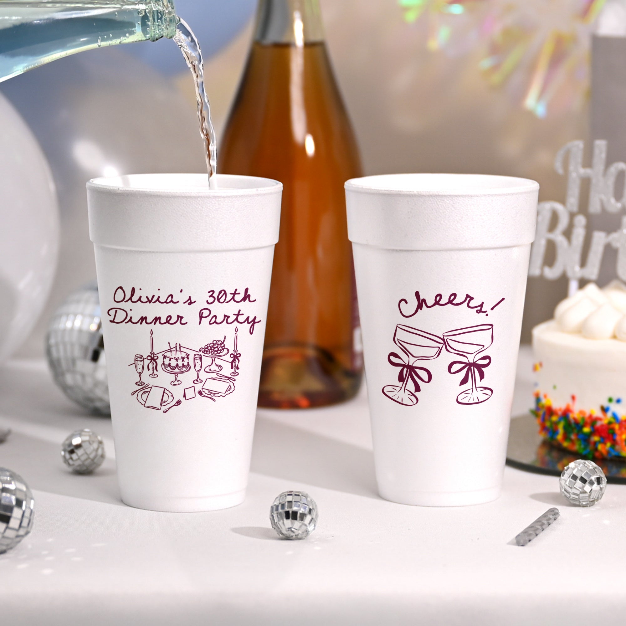Birthday Dinner Party - Foam Cups
