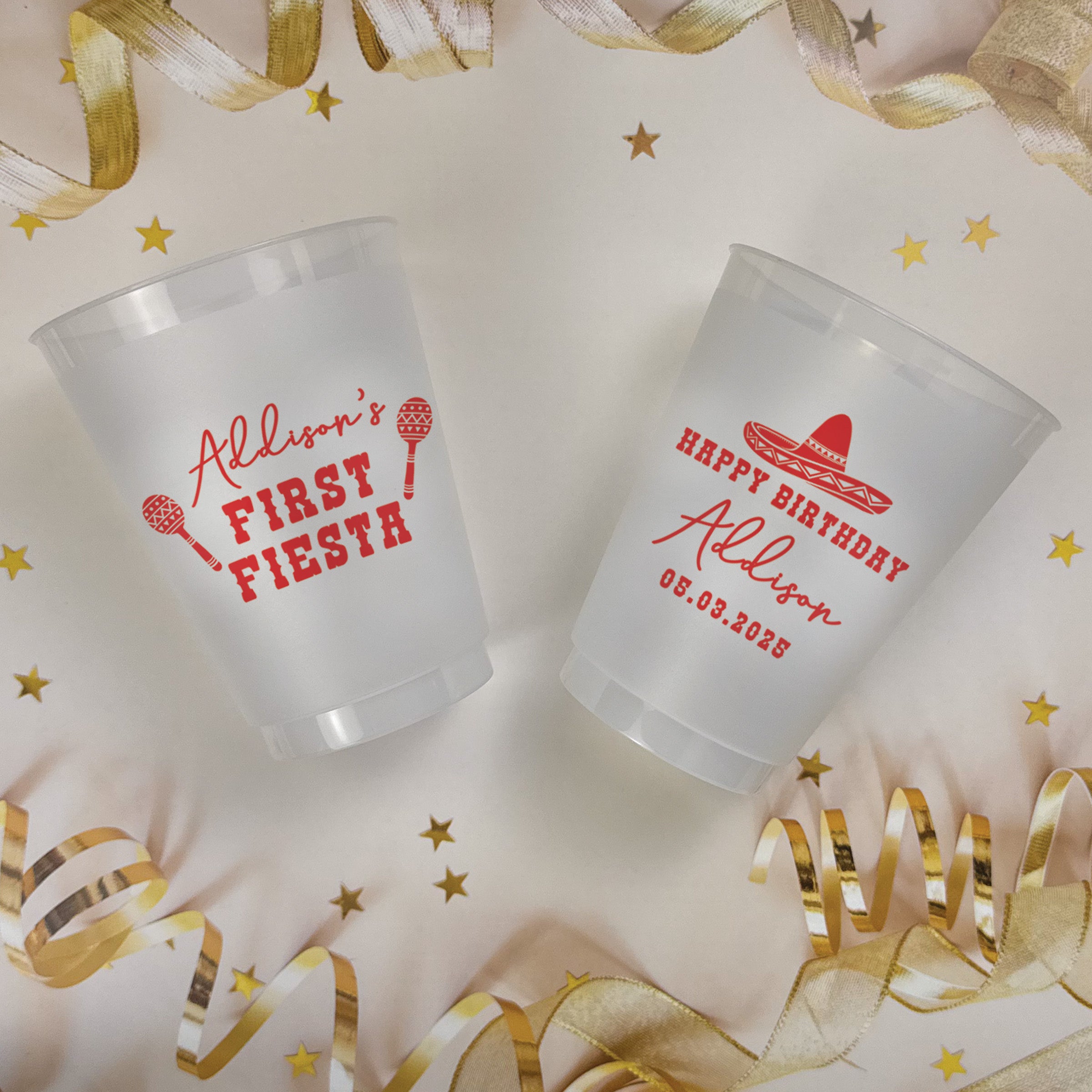 Birthday First Fiesta - Frosted Cups