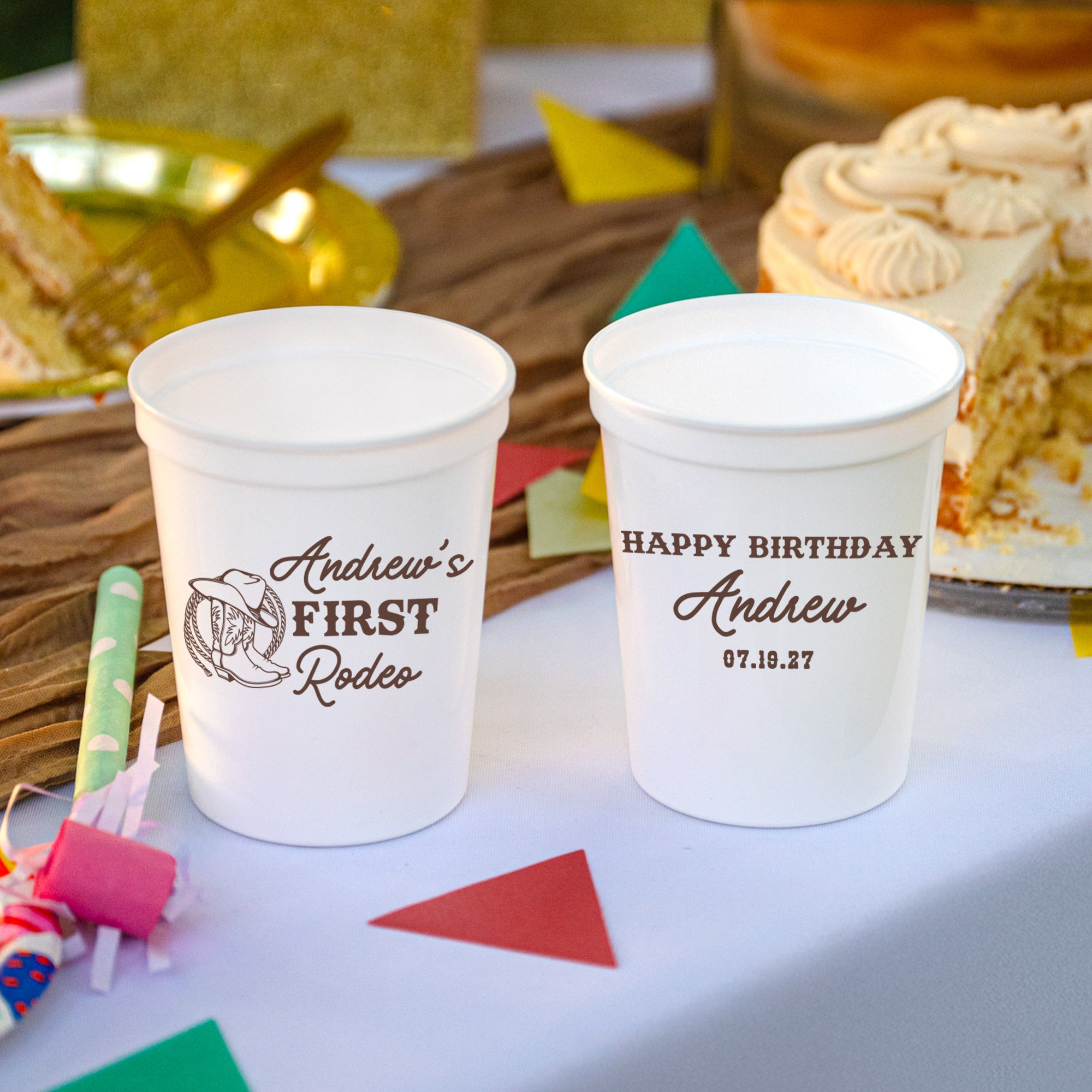 Birthday First Rodeo - Stadium Cups