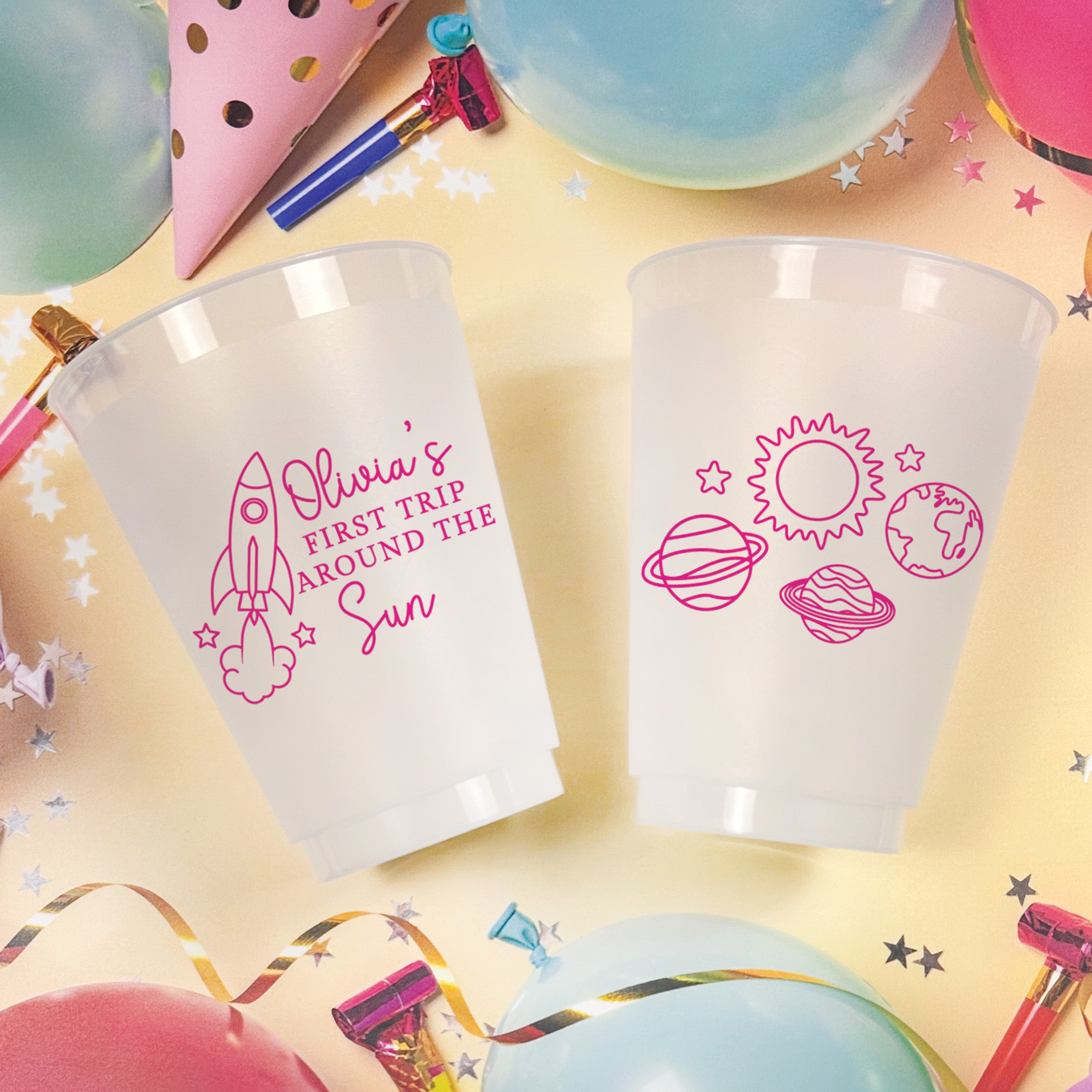 Birthday First Trip Around The Sun - Frosted Cups