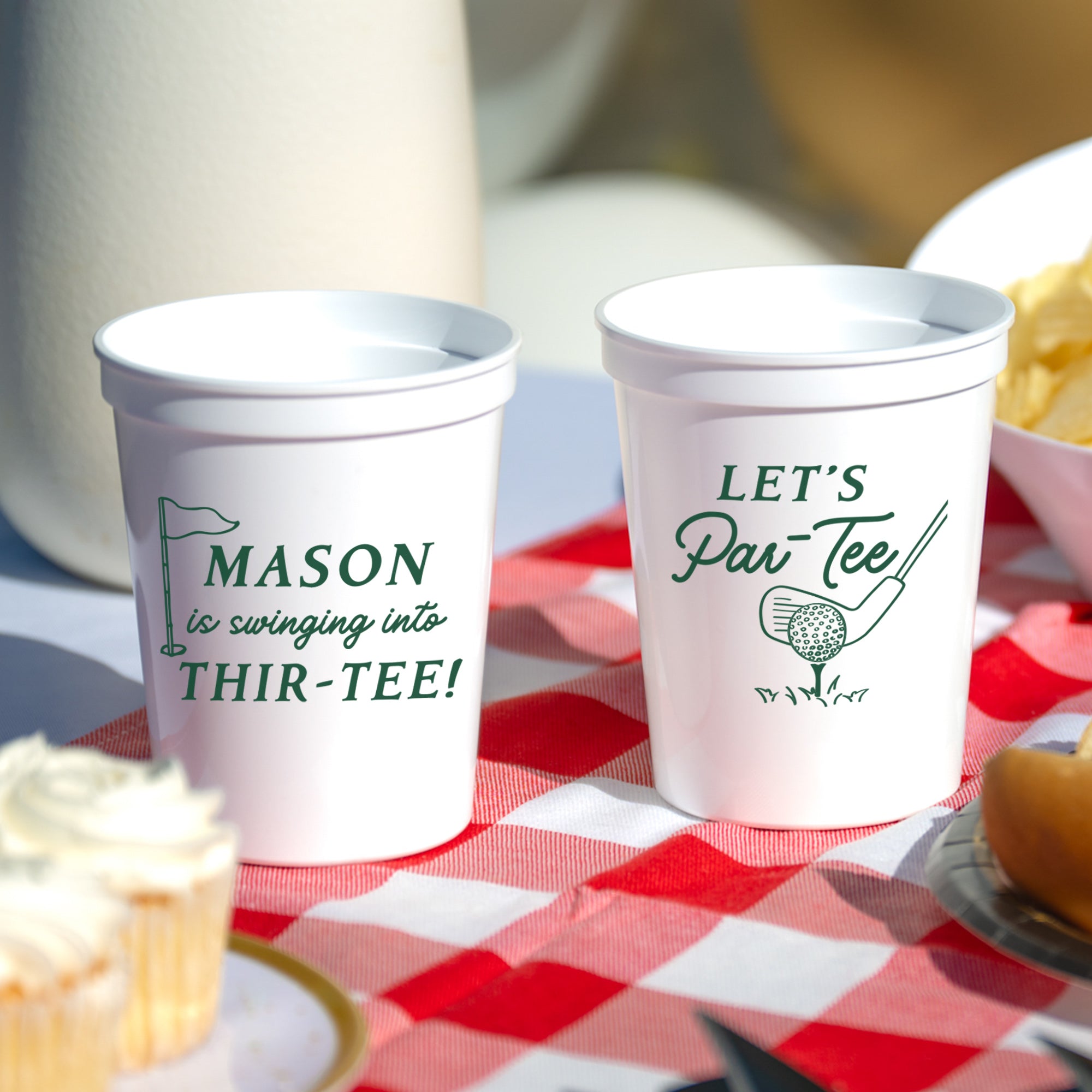 Birthday Golf Swinging Into Thir-Tee - Stadium Cups