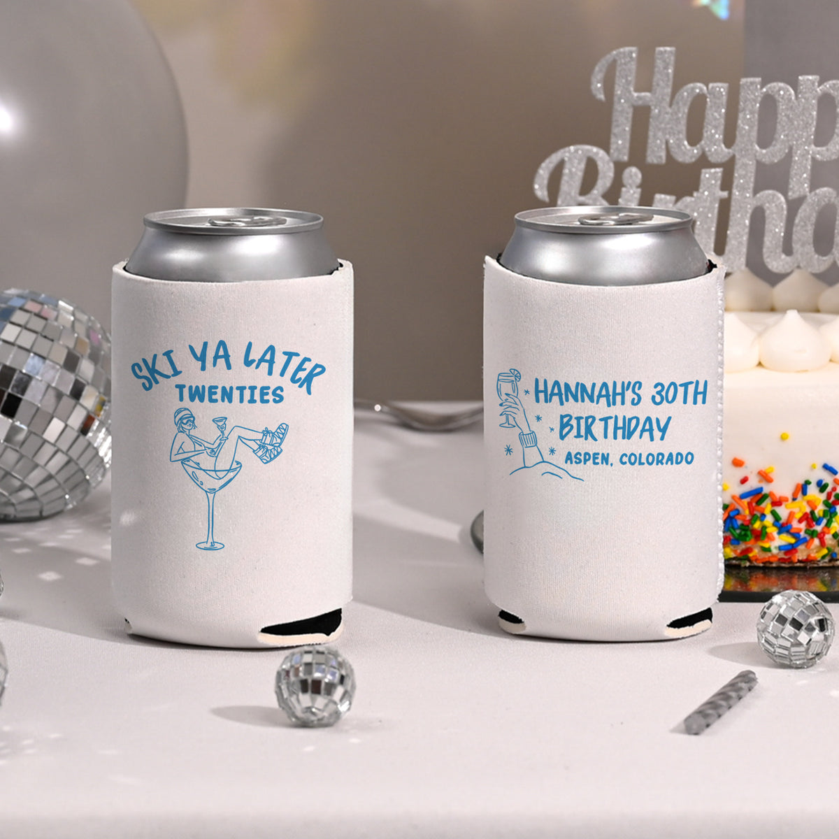 Birthday Ski Ya Later Twenties - Can Coolers