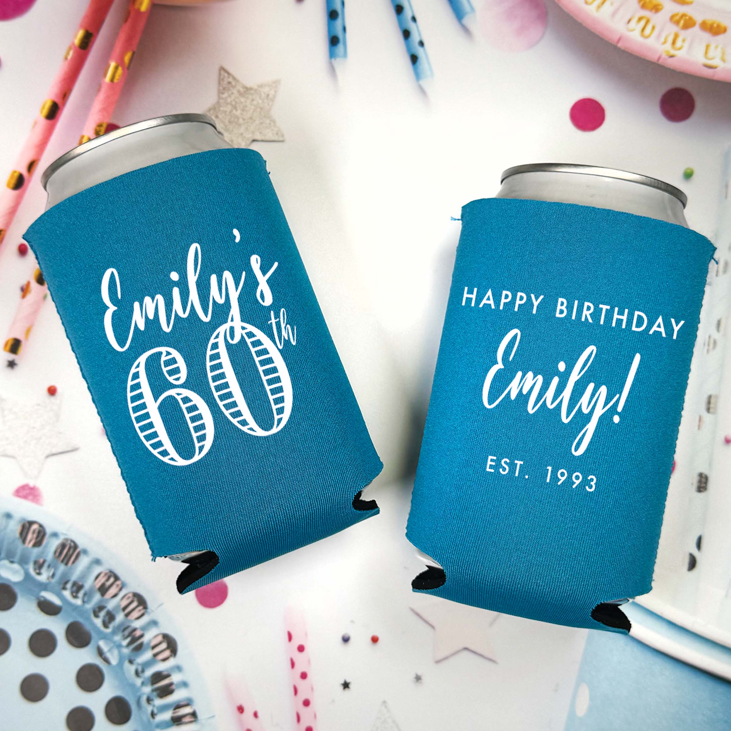 Birthday Striped Number - Can Coolers
