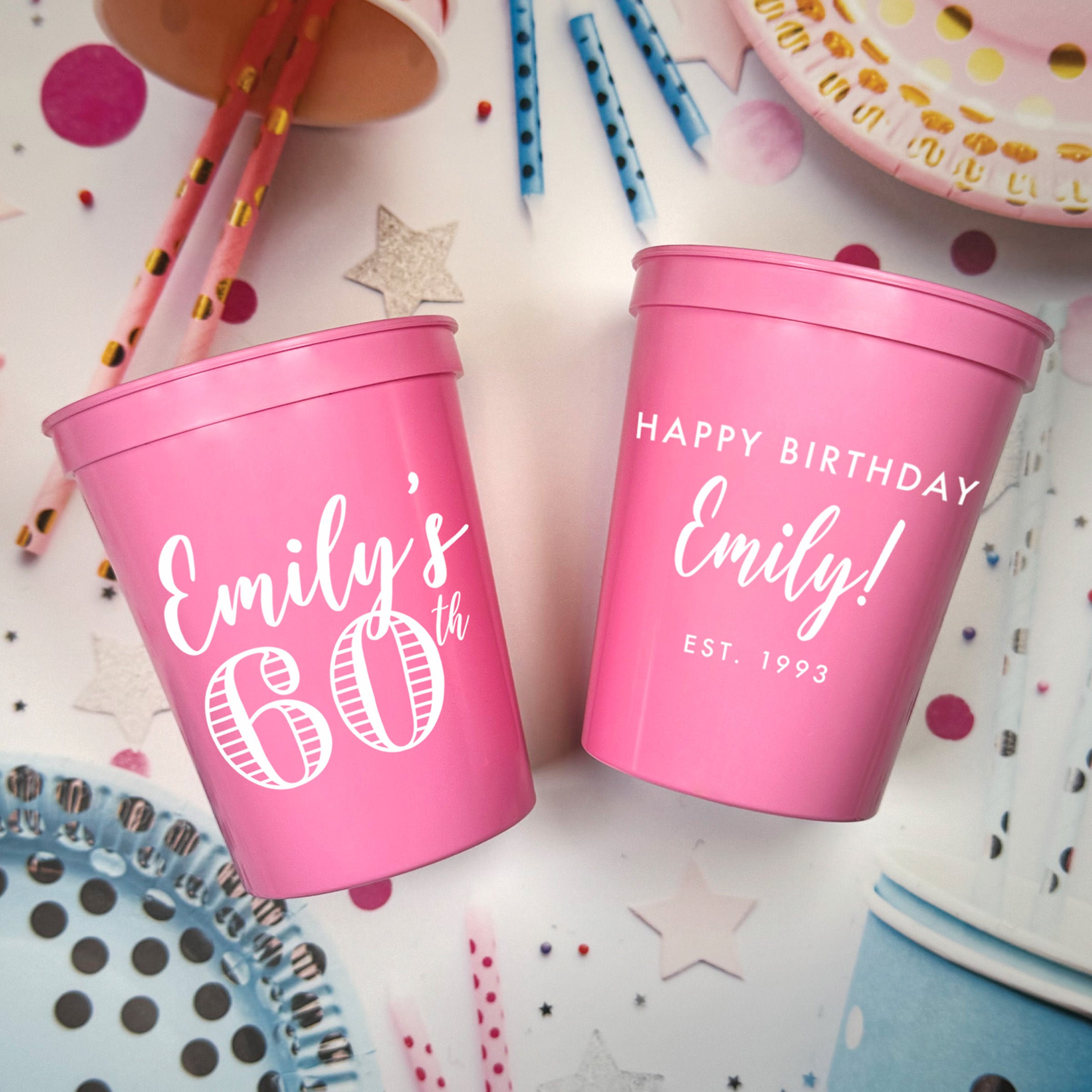 Birthday Striped Number - Stadium Cups