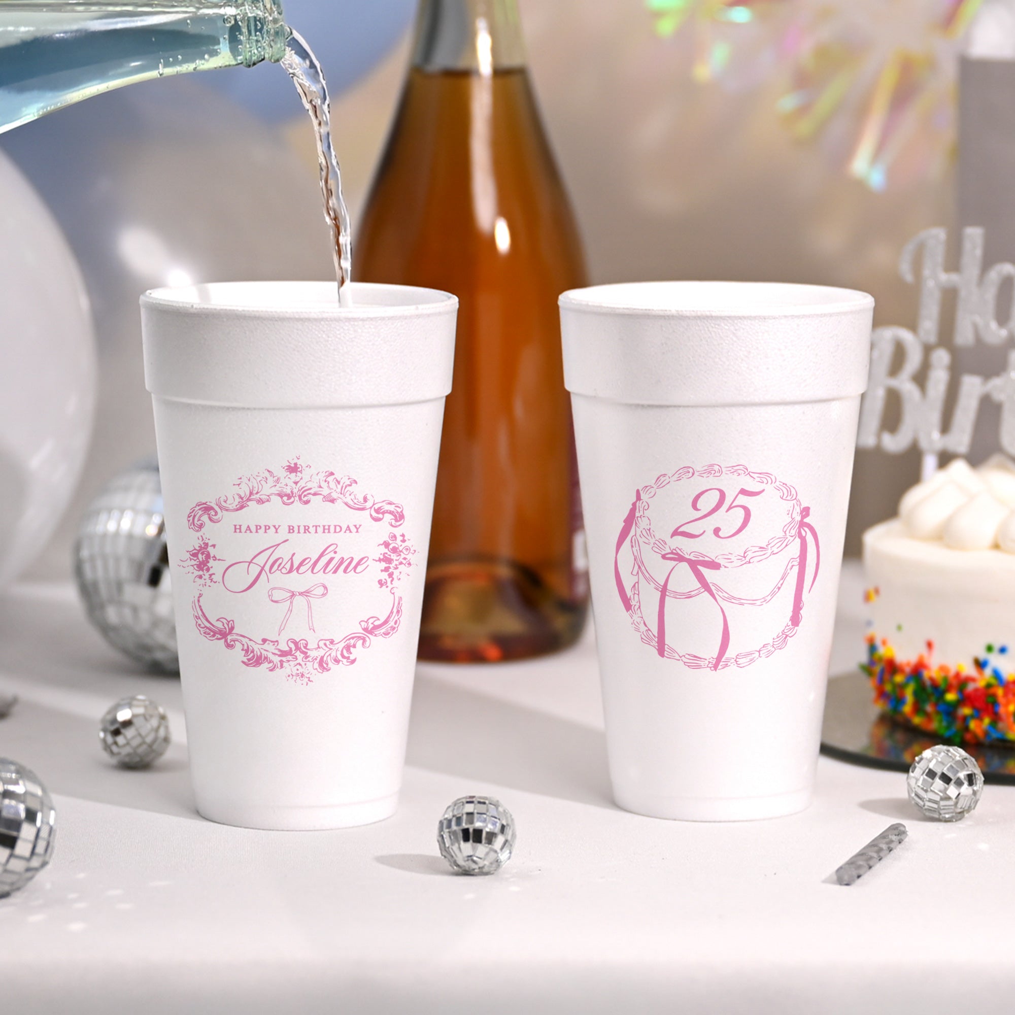 Birthday Bow - Foam Cups