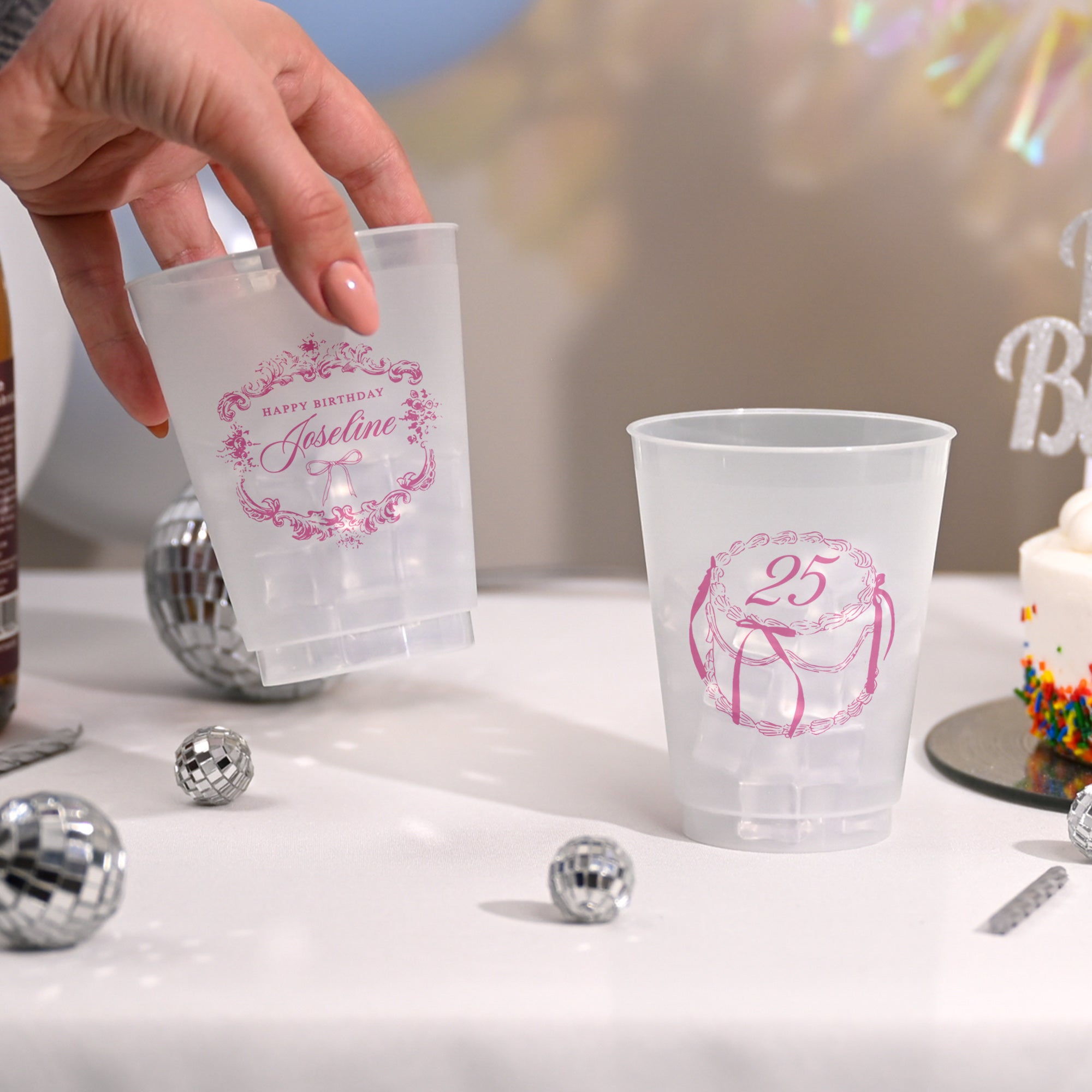 Birthday Bow - Frosted Cups