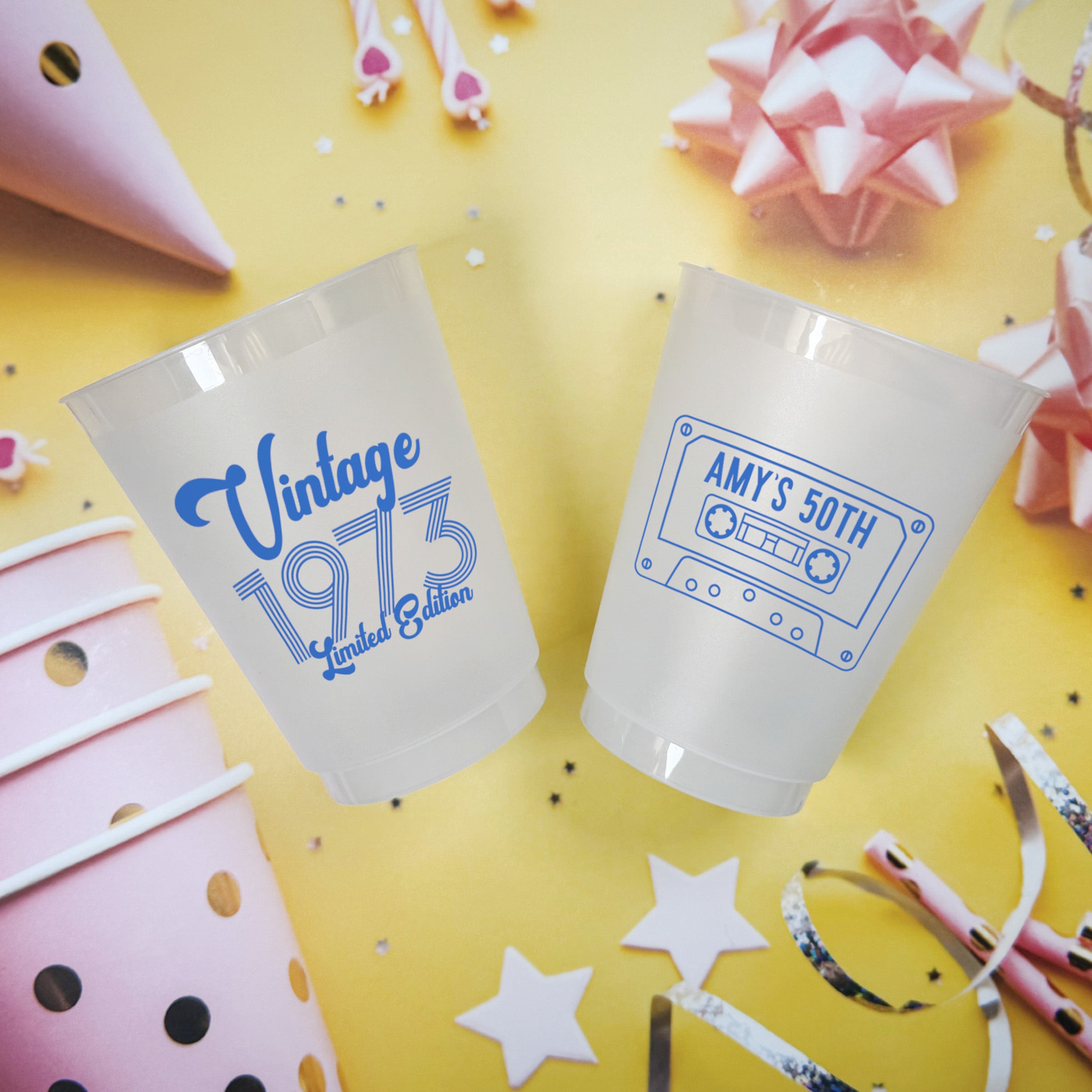Birthday Vintage Cassette - Frosted Cups