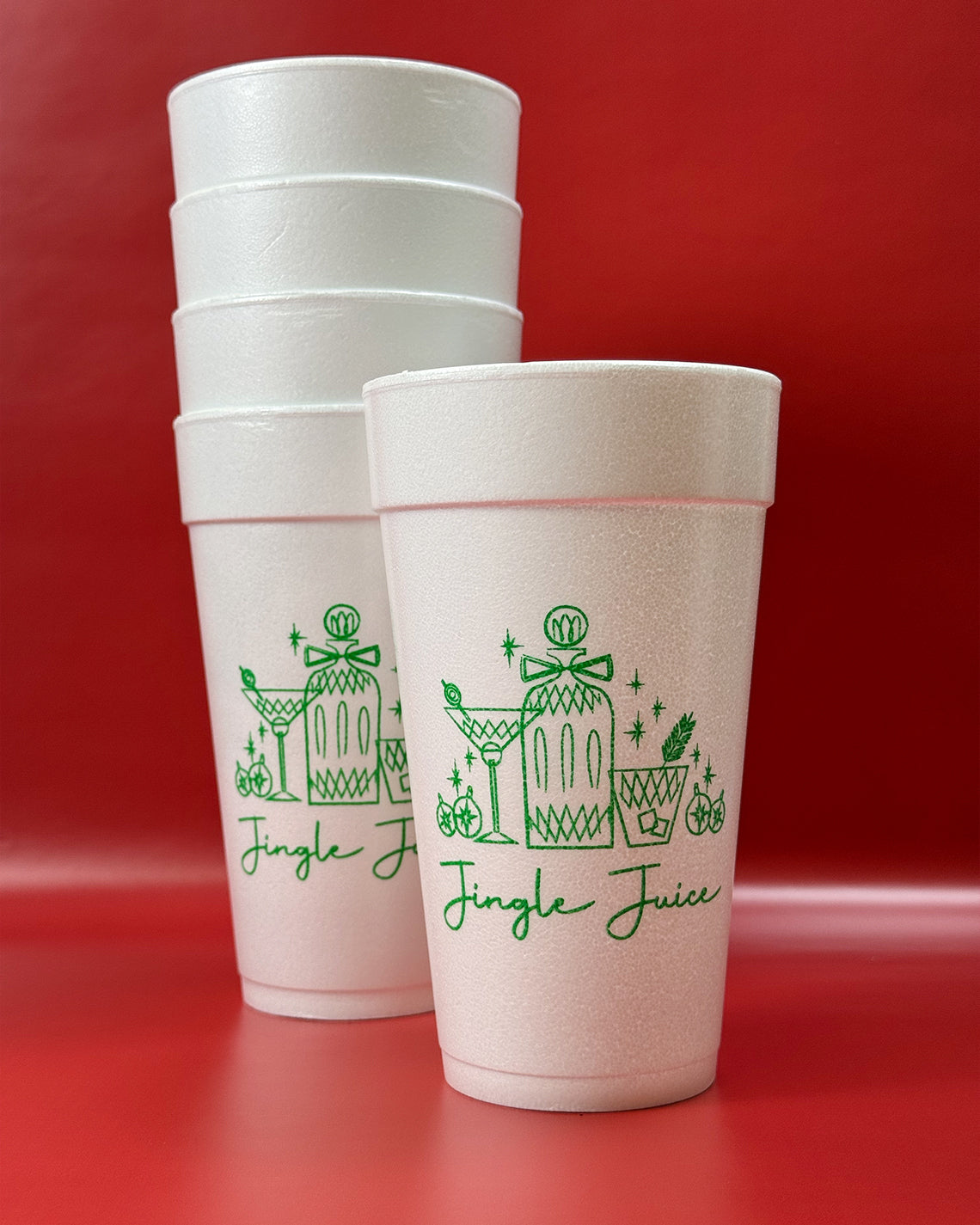 Christmas 20oz Styrofoam Set of 10 - Jingle Juice