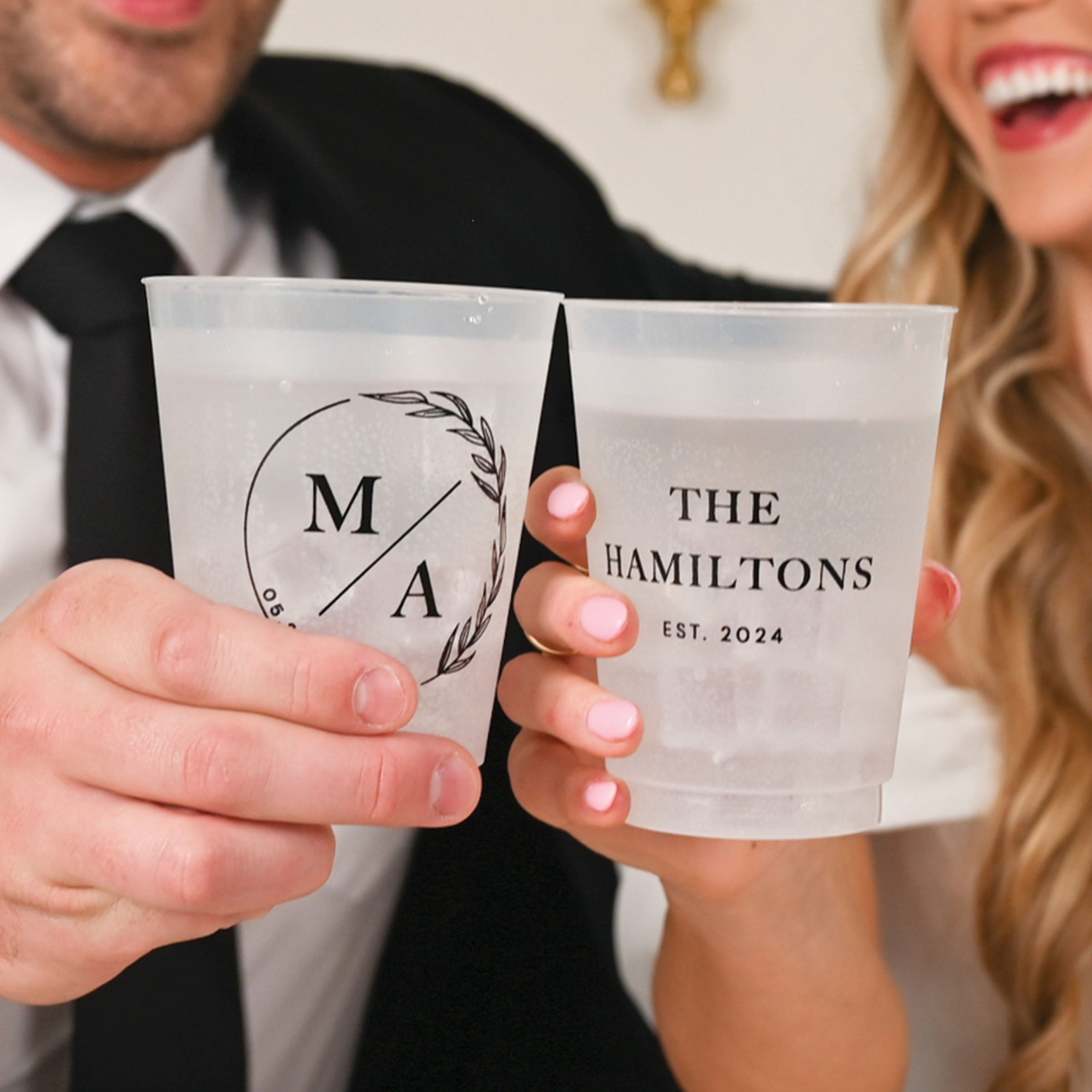 Personalized Wedding Frosted Cups - W-2