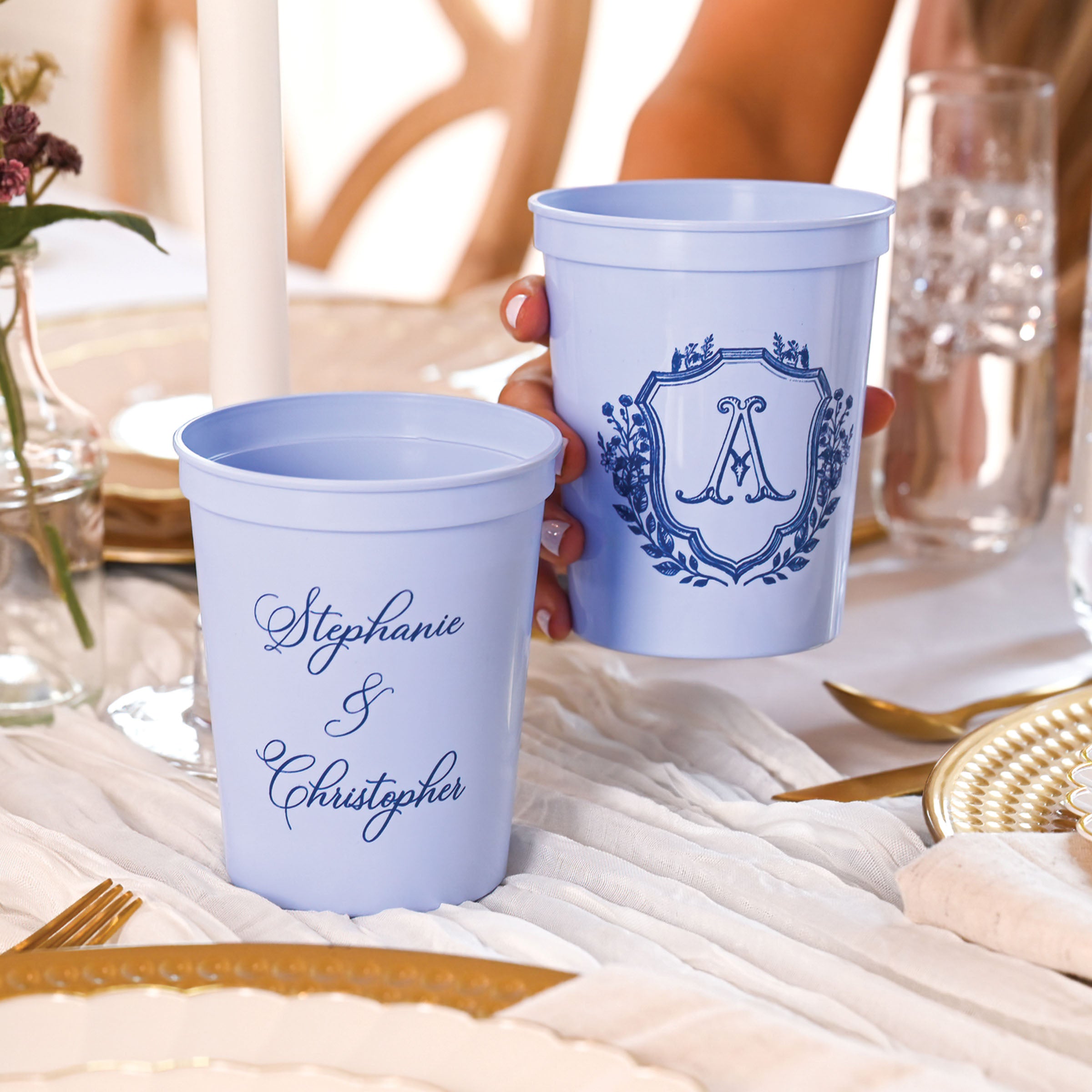 Personalized Wedding Stadium Cups - W-1