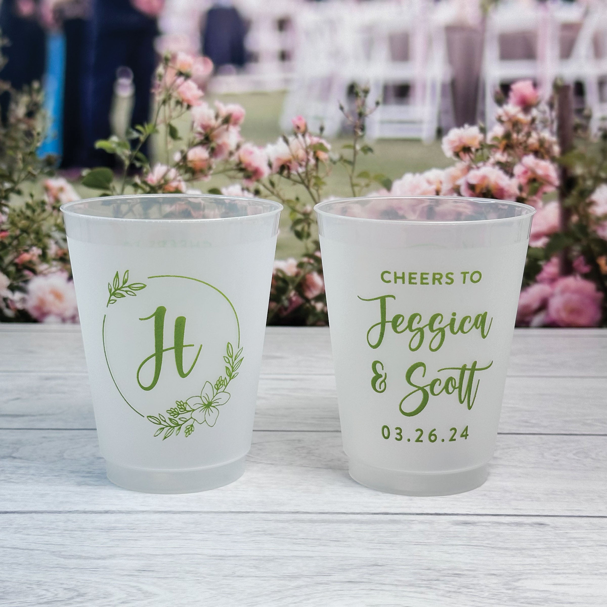 Personalized Wedding Frosted Cups - W-15