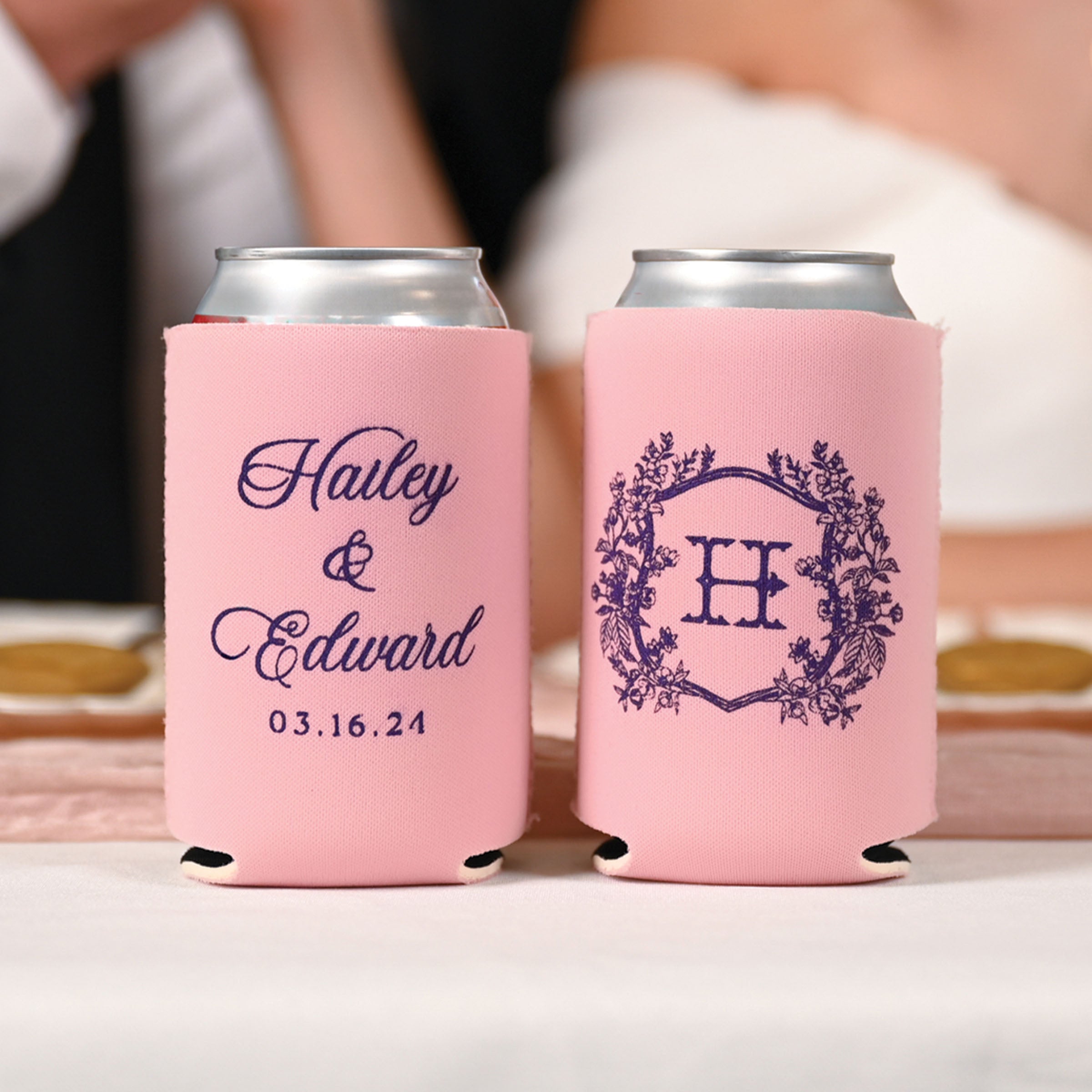 Personalized Wedding Can Coolers - W-4