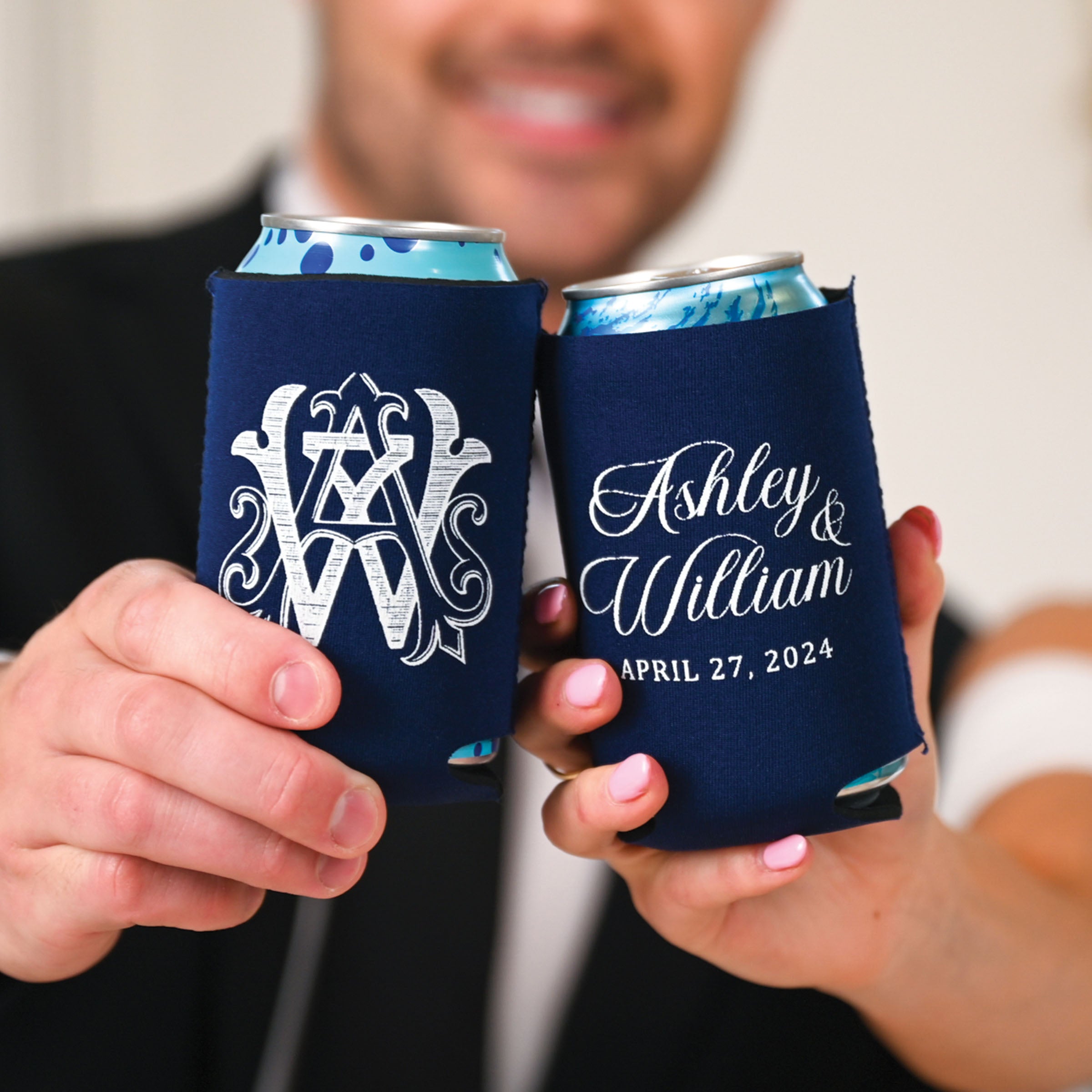 Personalized Wedding Can Coolers - W-24