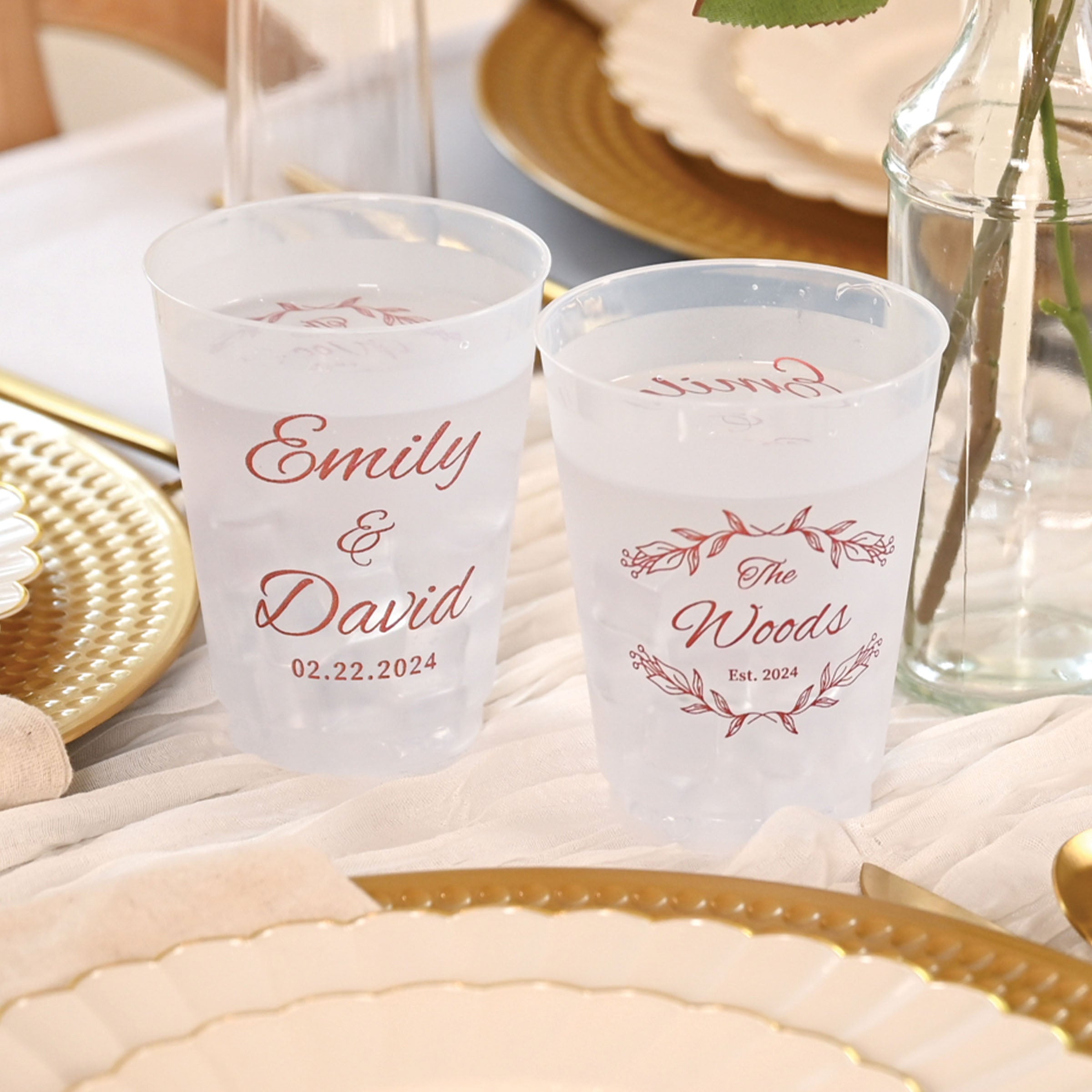 Personalized Wedding Frosted Cups - W-8