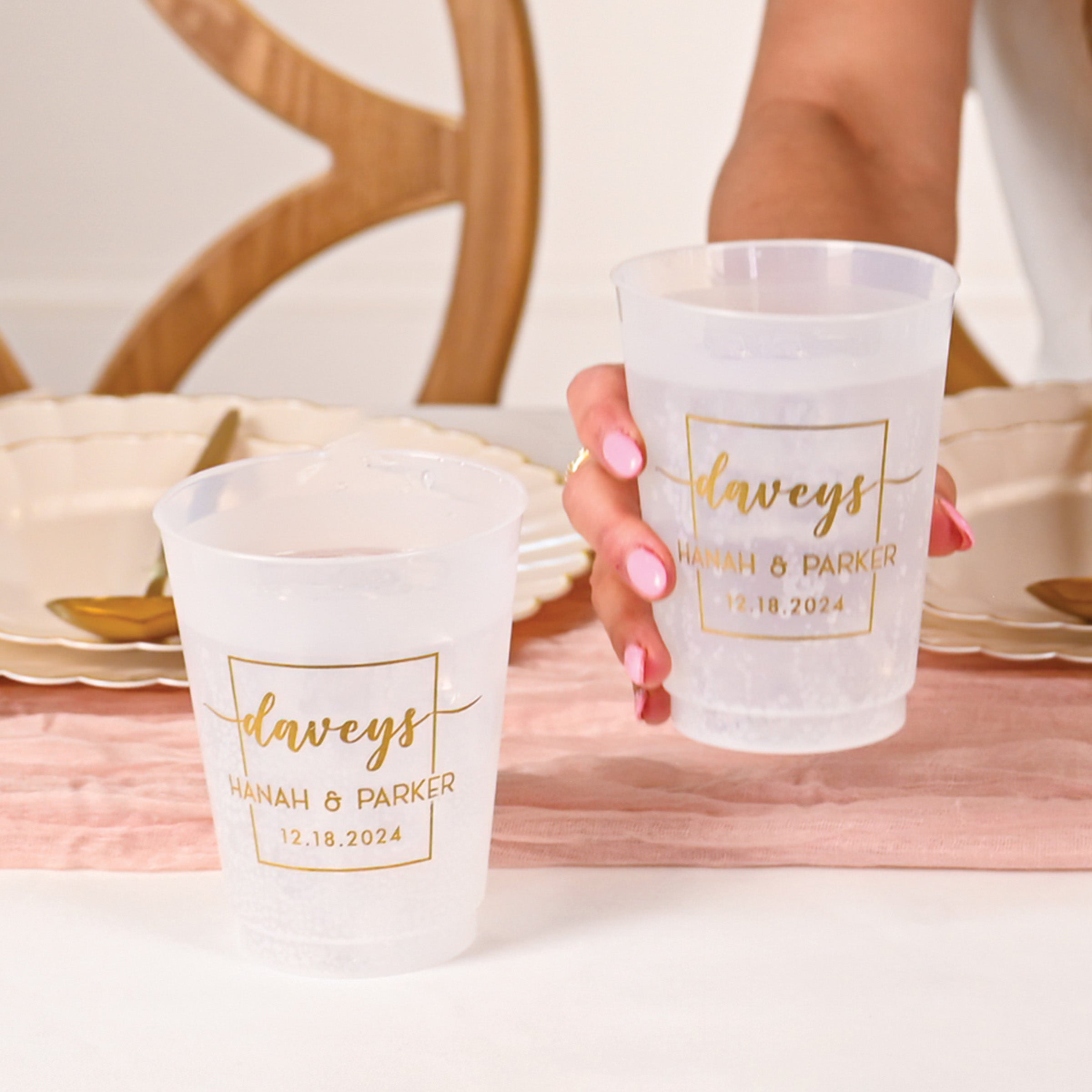 Personalized Wedding Frosted Cups - W-20