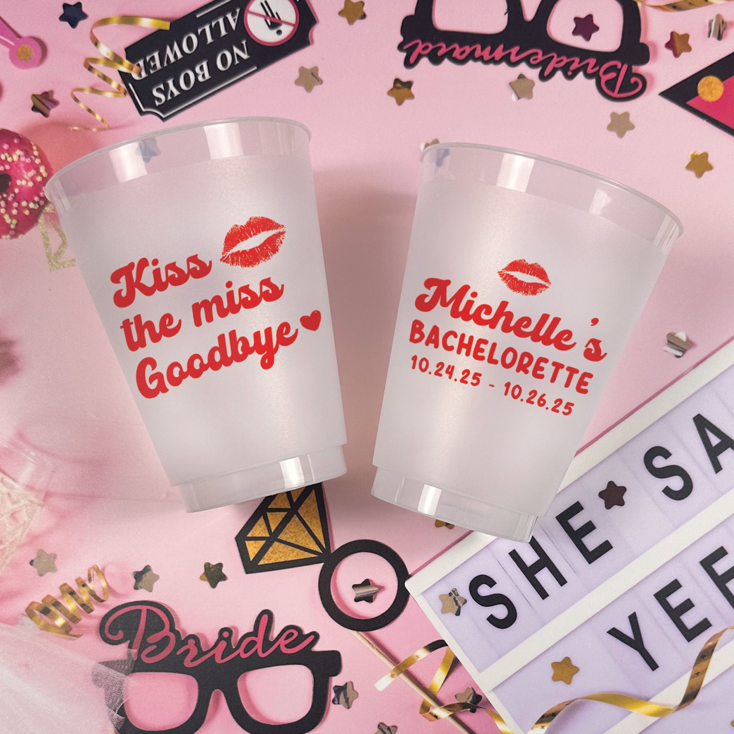 Bachelorette Kiss The Miss Goodbye - Frosted Cups