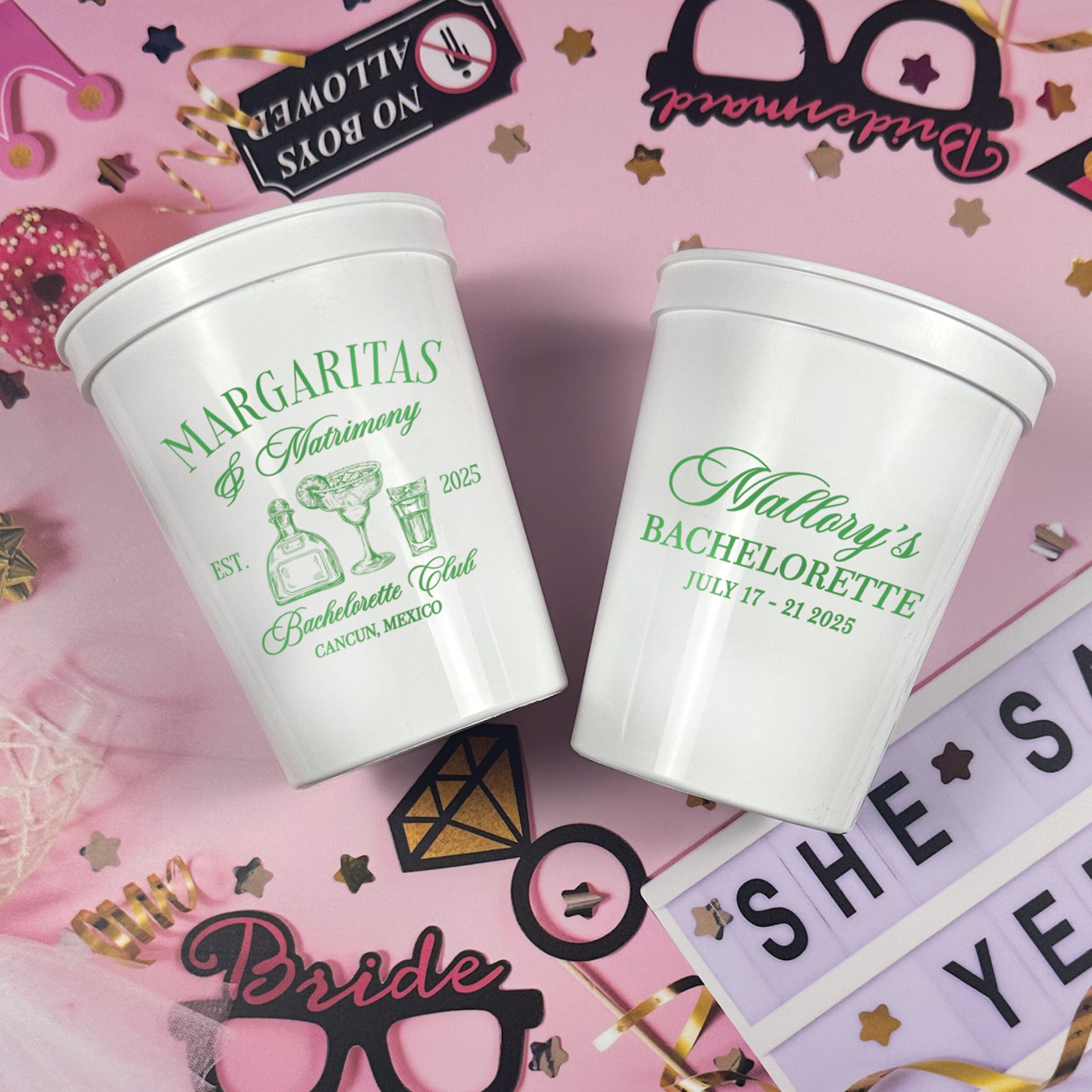 Bachelorette Margaritas & Matrimony - Stadium Cups