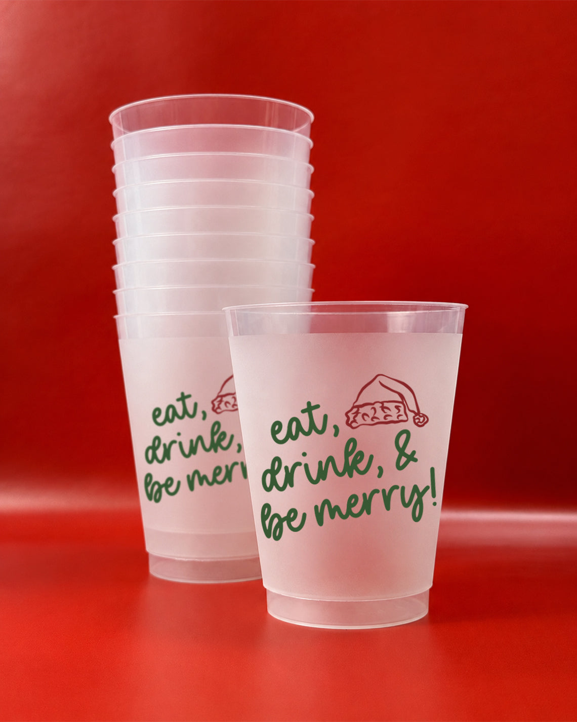 Christmas 16oz Frost Set of 10 - Eat, Drink, & Be Merry