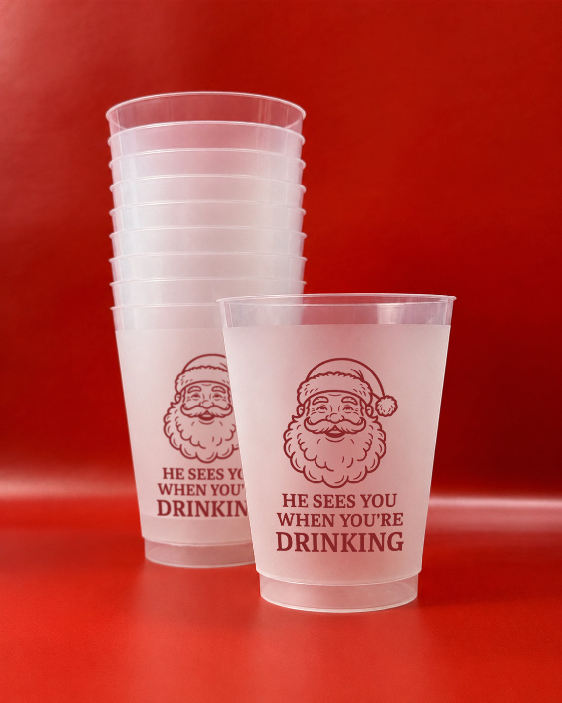Christmas 16oz Frost Set of 10 - He Sees You When You're Drinking