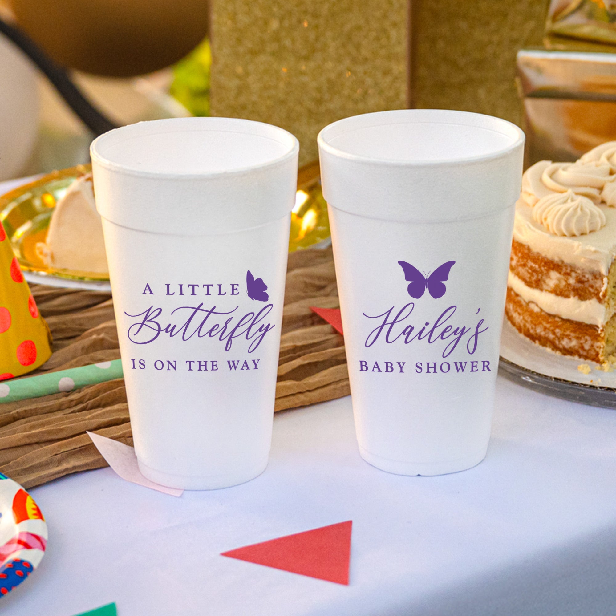 Baby Shower Butterfly - Foam Cups