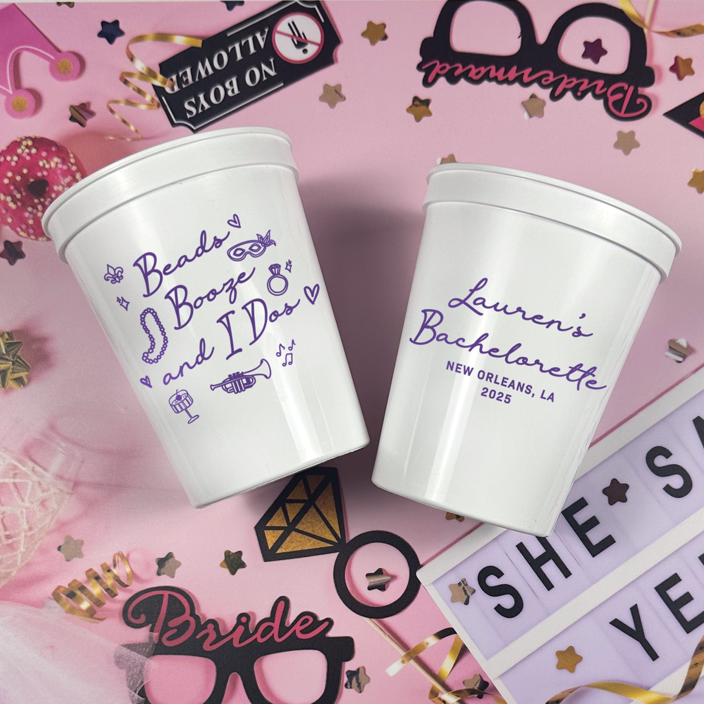 Bachelorette Beads Booze & I Dos - Stadium Cups