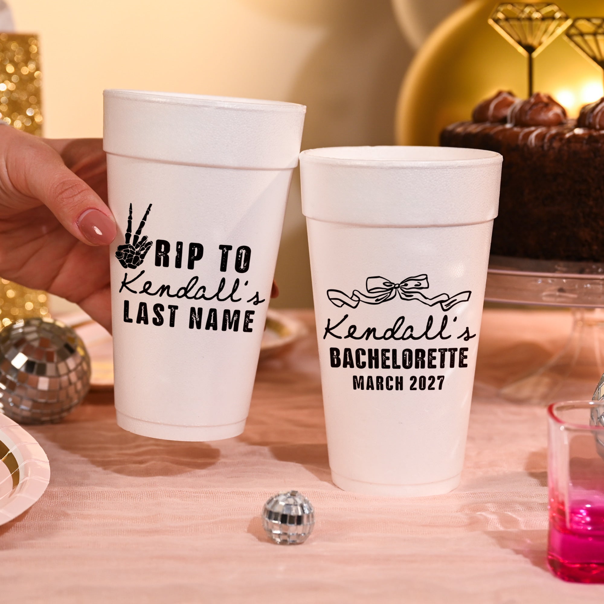 Bachelorette RIP Last Name - Foam Cups