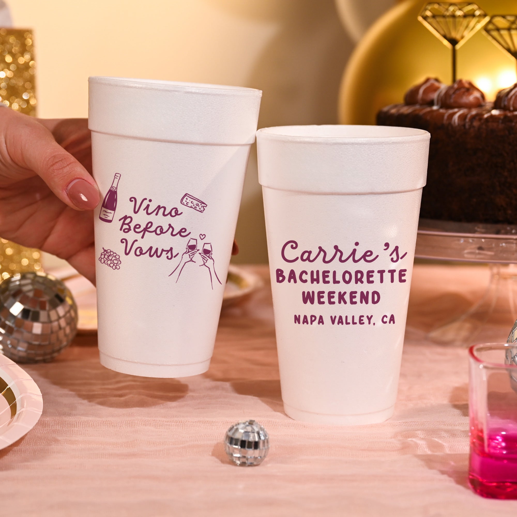 Bachelorette Vino Before Vows - Foam Cups