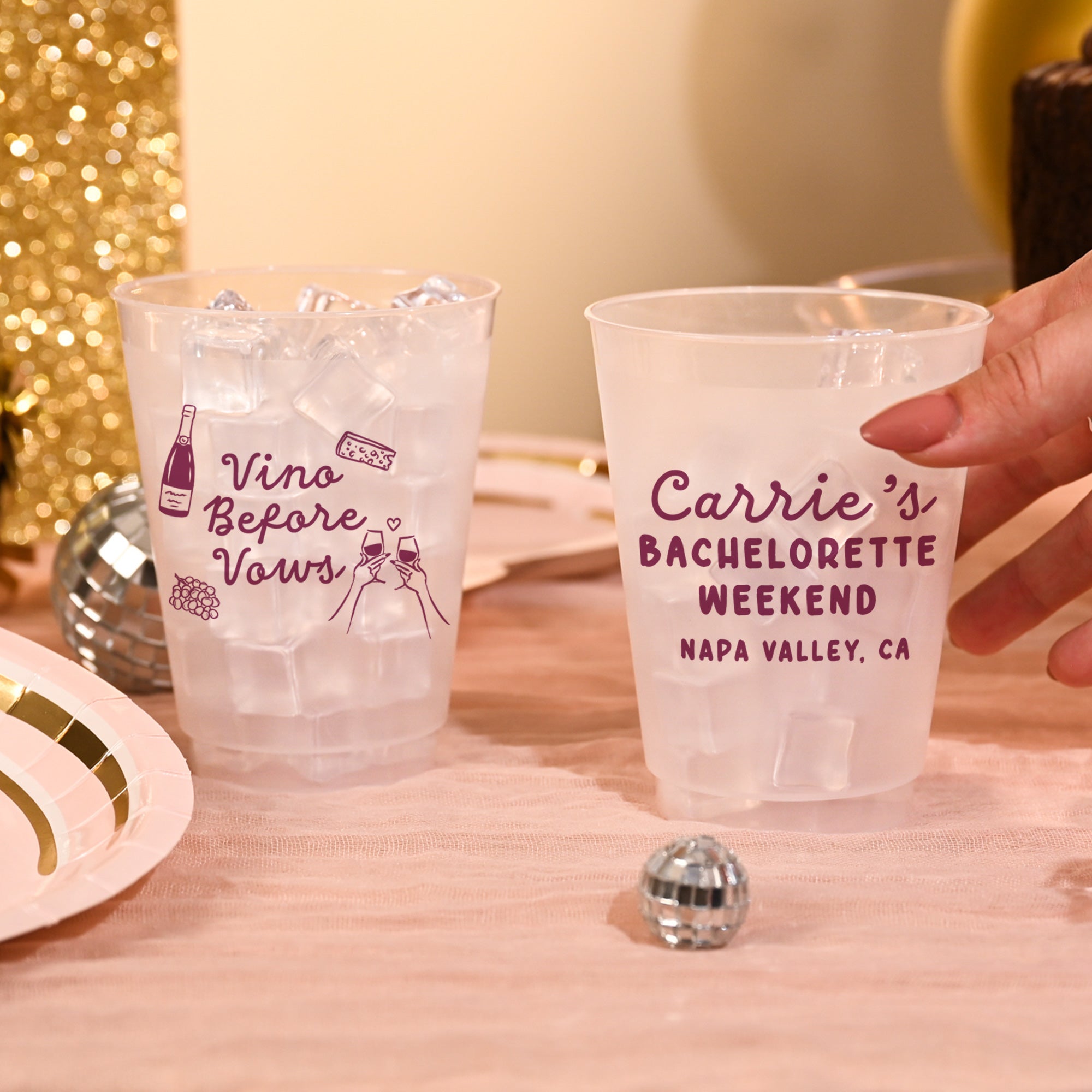 Bachelorette Vino Before Vows - Frosted Cups