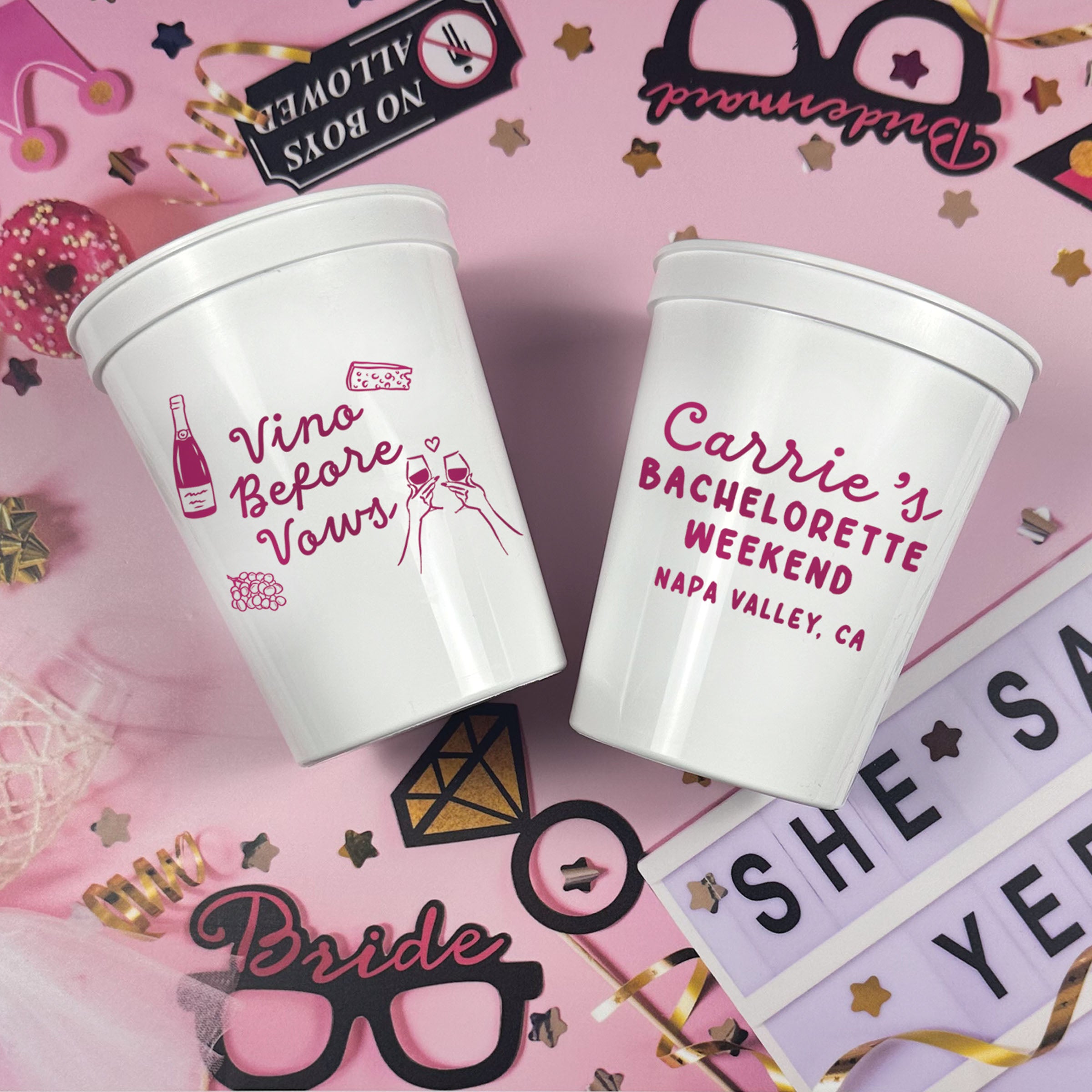 Bachelorette Vino Before Vows - Stadium Cups