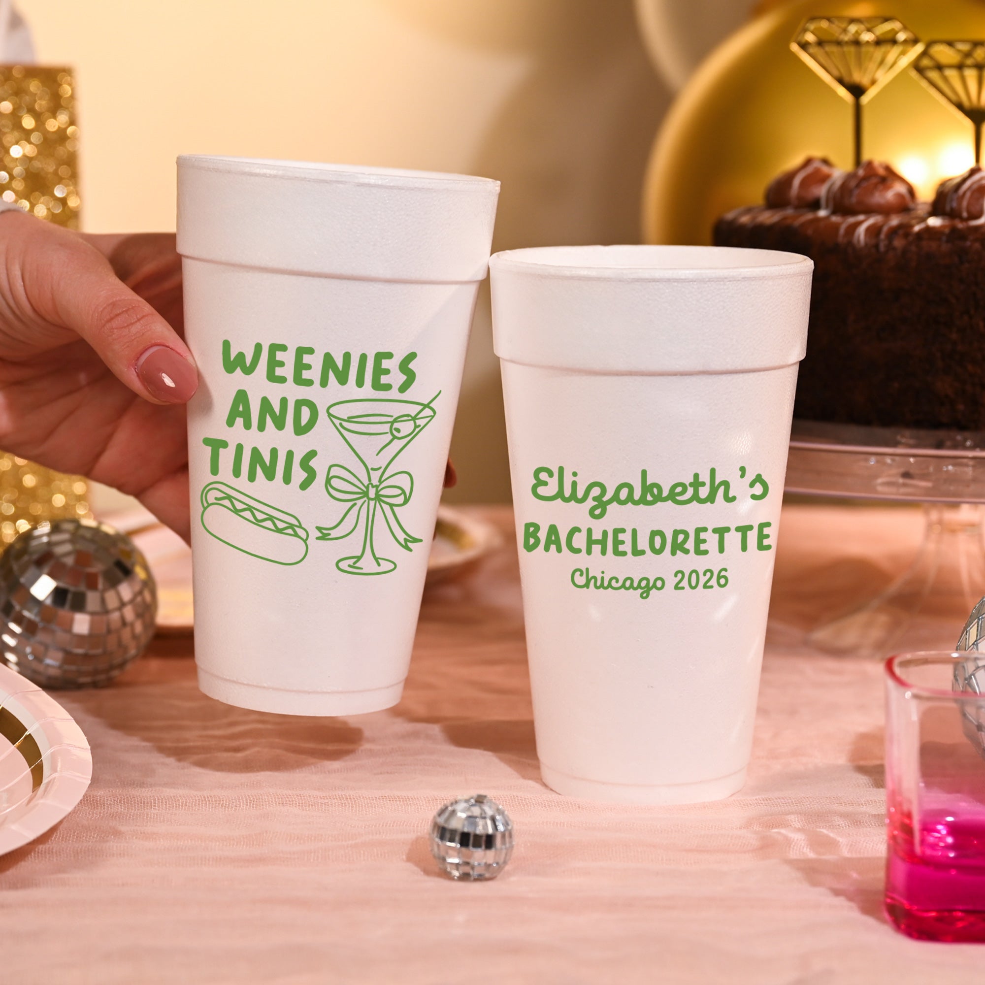 Bachelorette Weenies and Tinis - Foam Cups