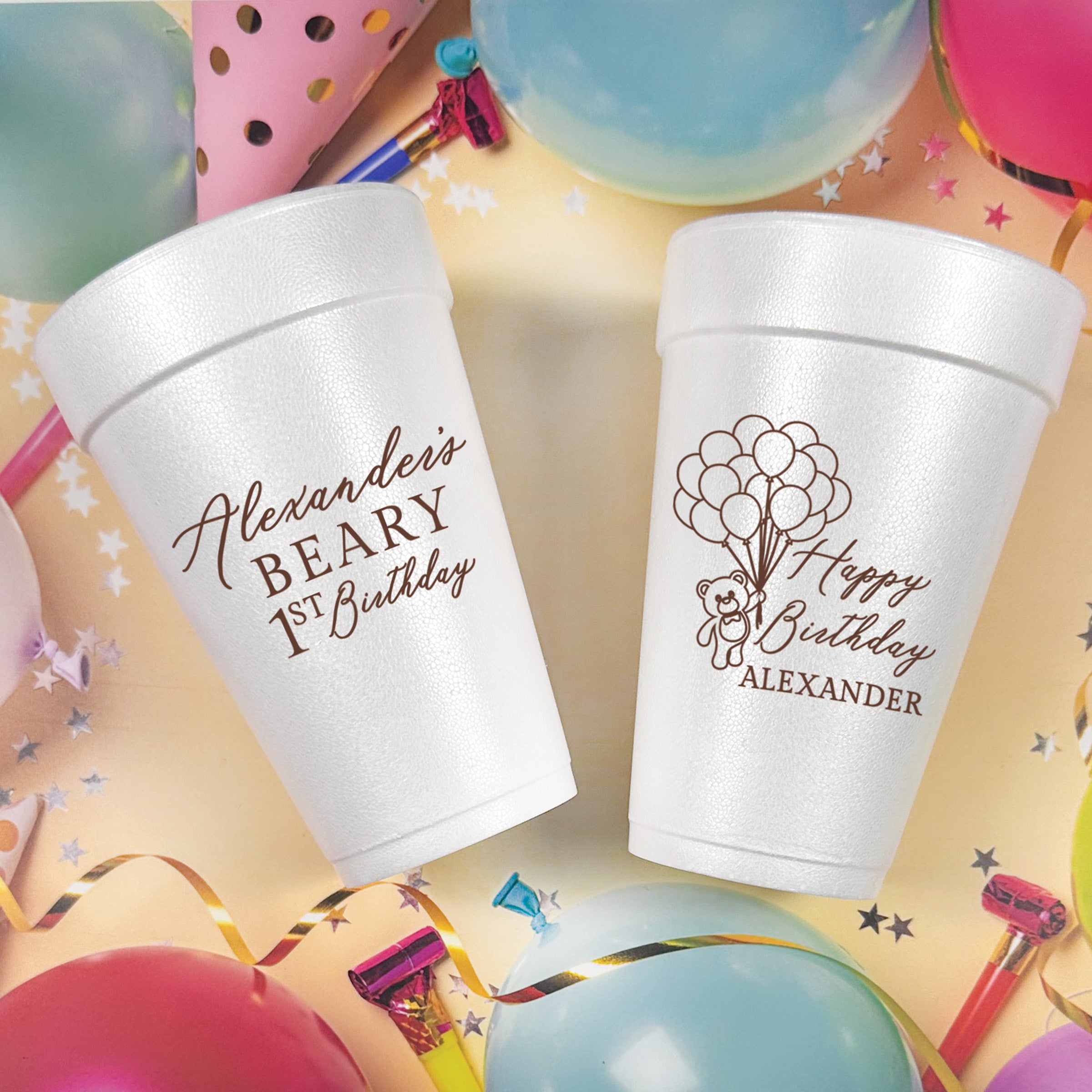 Birthday Beary First  - Foam Cups