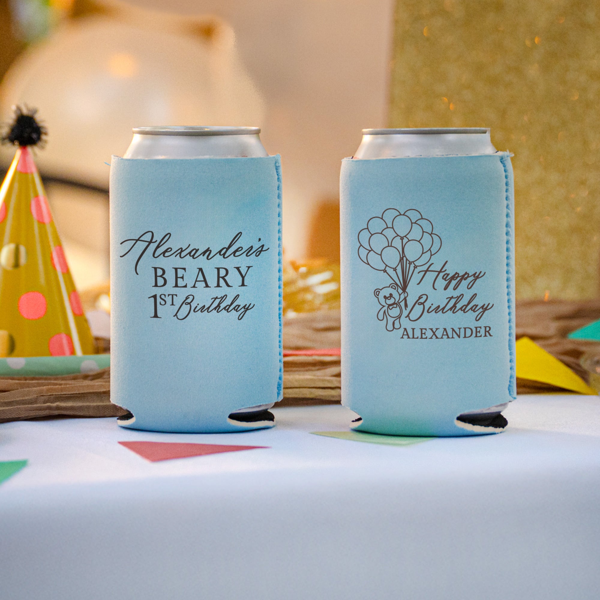 Birthday Beary First - Can Coolers