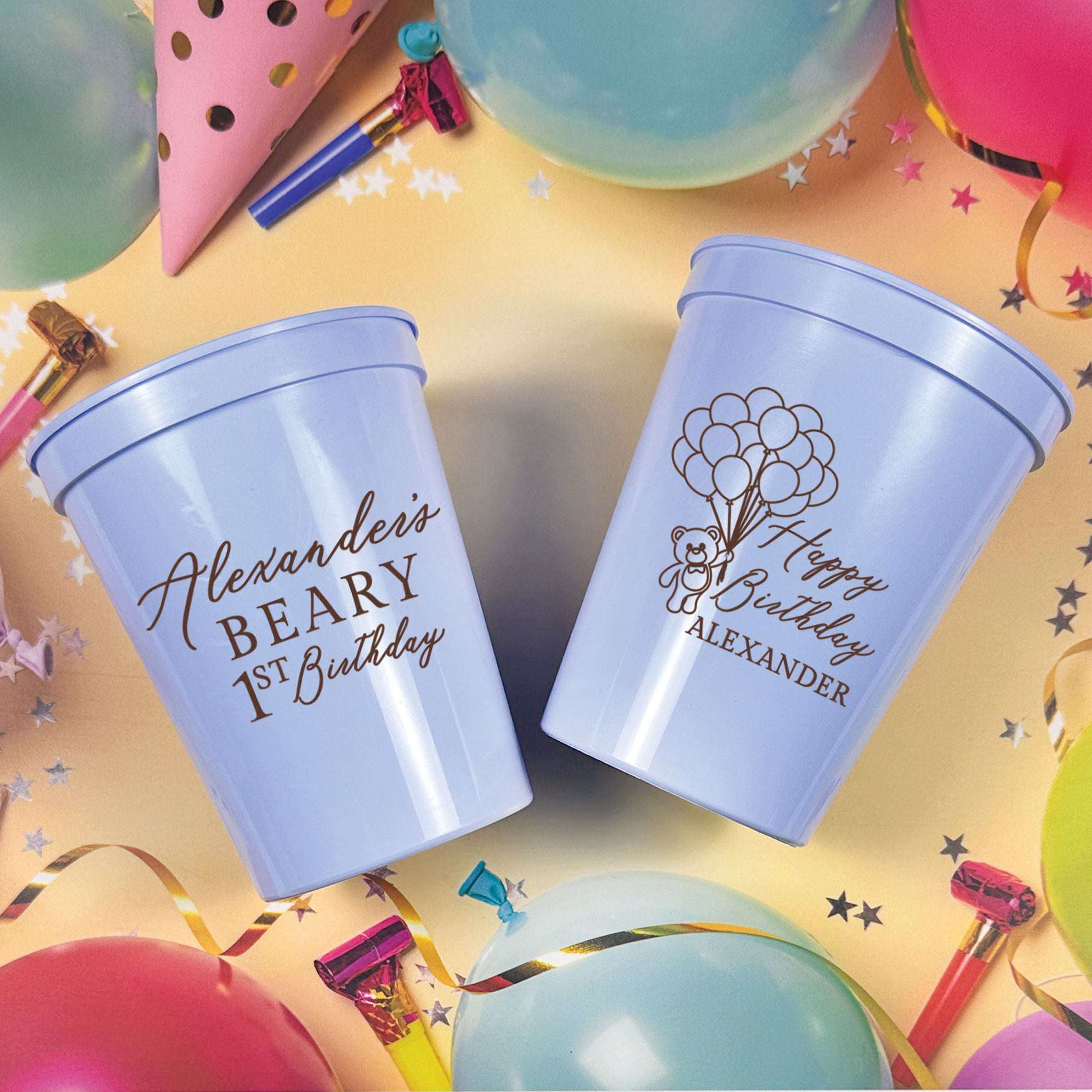 Birthday Beary First - Stadium Cups