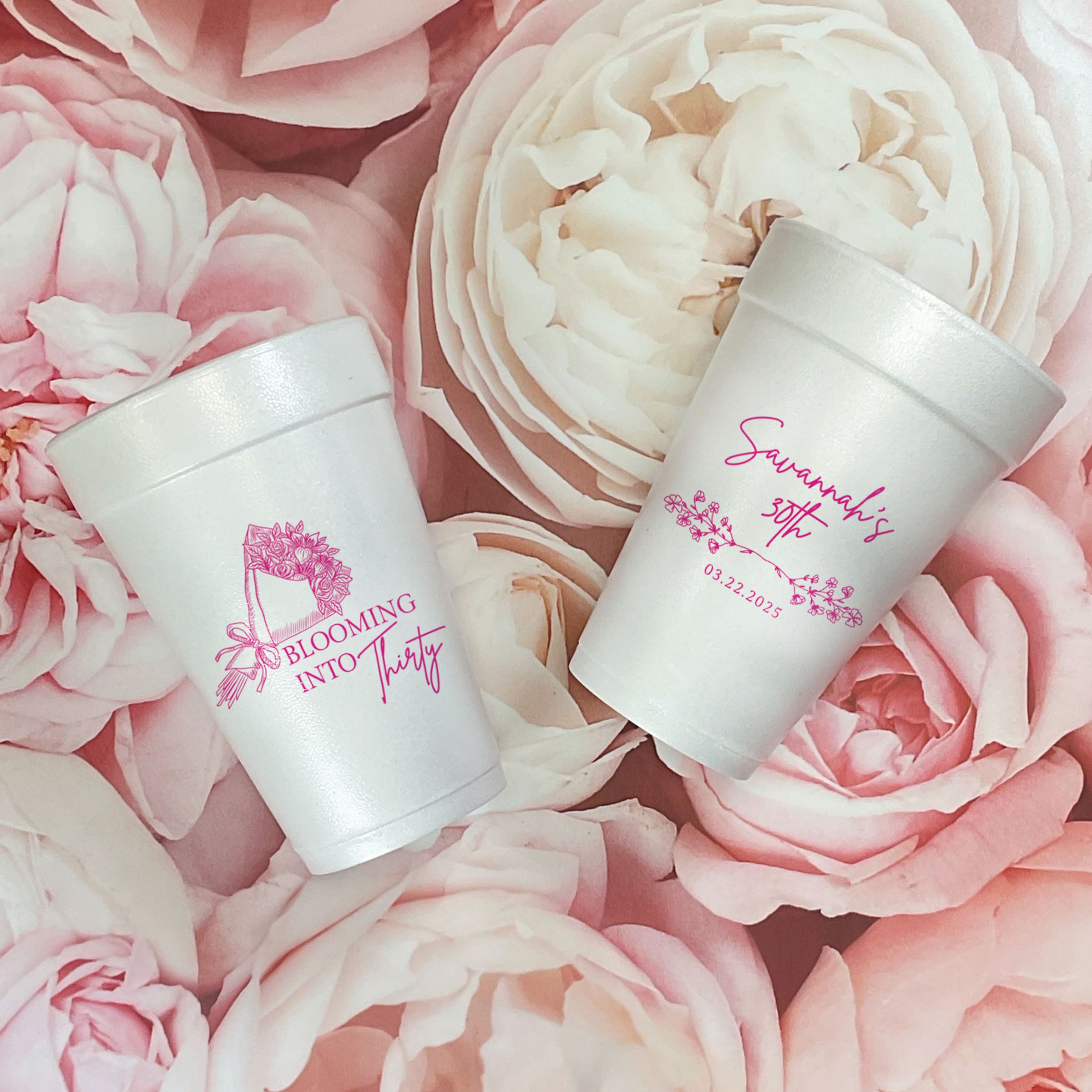 Birthday Blooming Into Thirty - Foam Cups