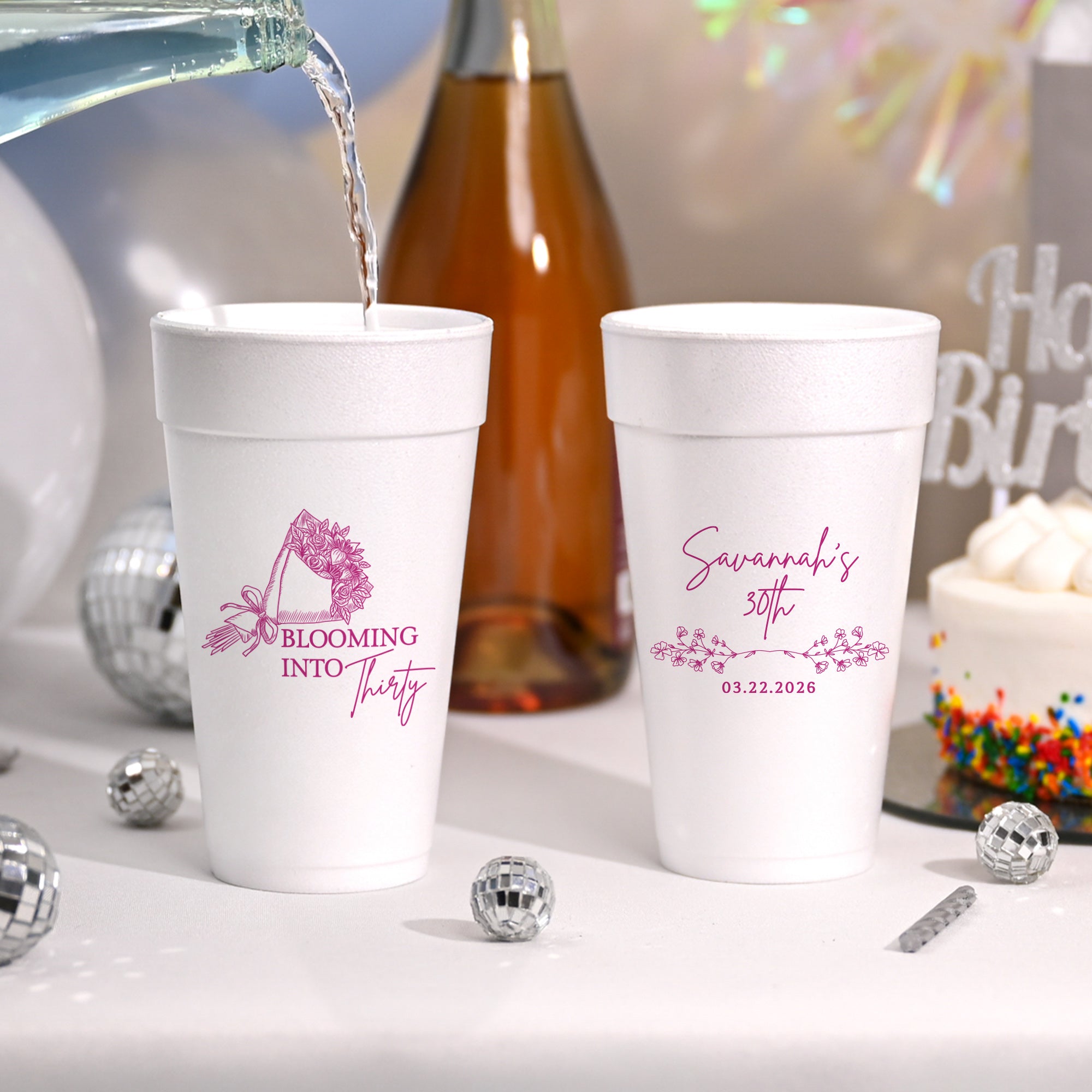 Birthday Blooming Into Thirty - Foam Cups