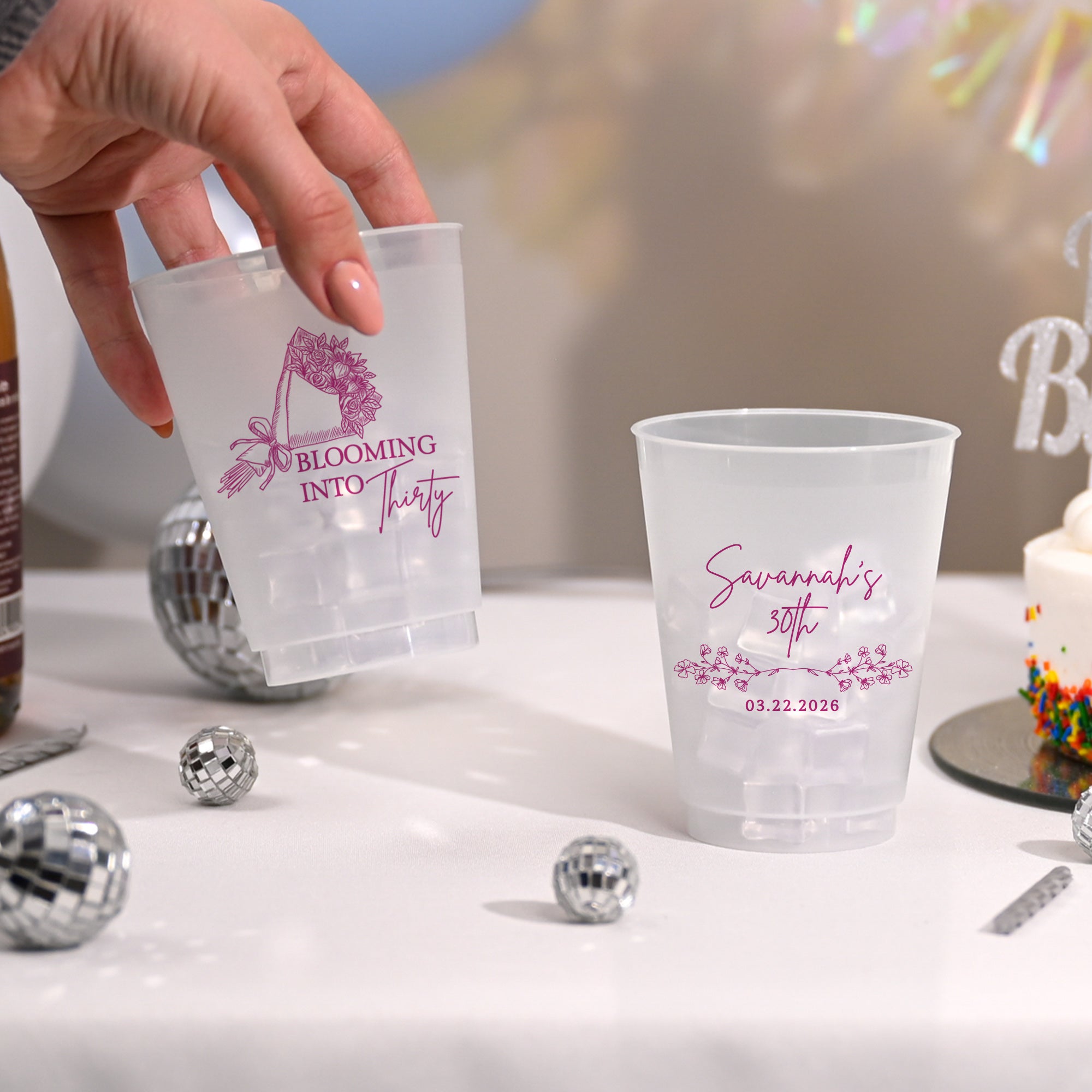 Birthday Blooming Into Thirty - Frosted Cups