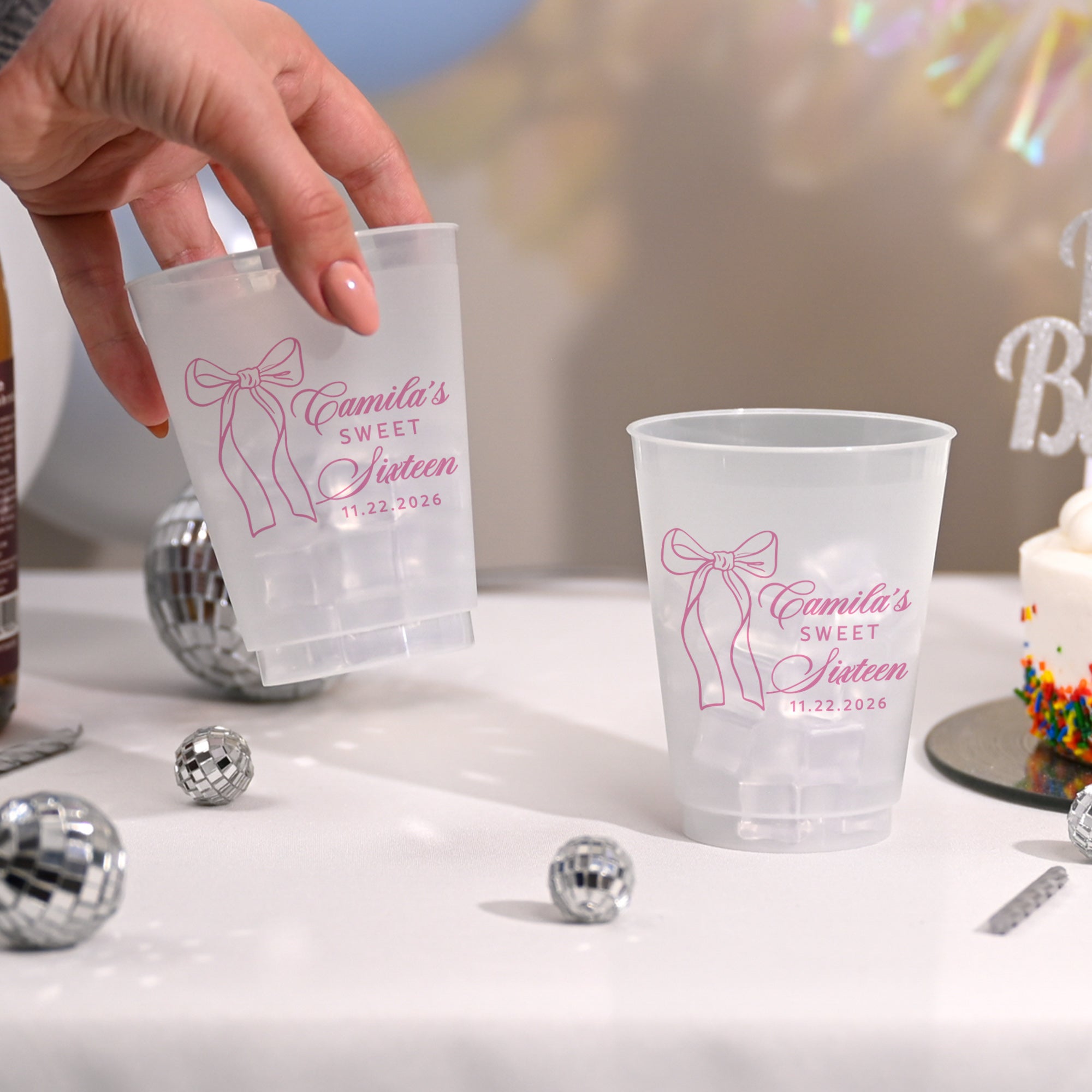 Birthday Bow Sweet Sixteen - Frosted Cups