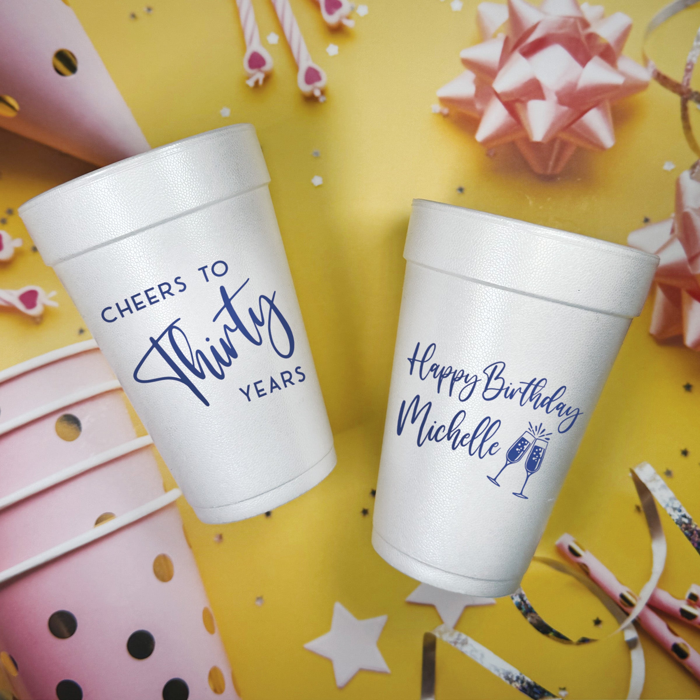 Birthday Champagne Cheers - Foam Cups