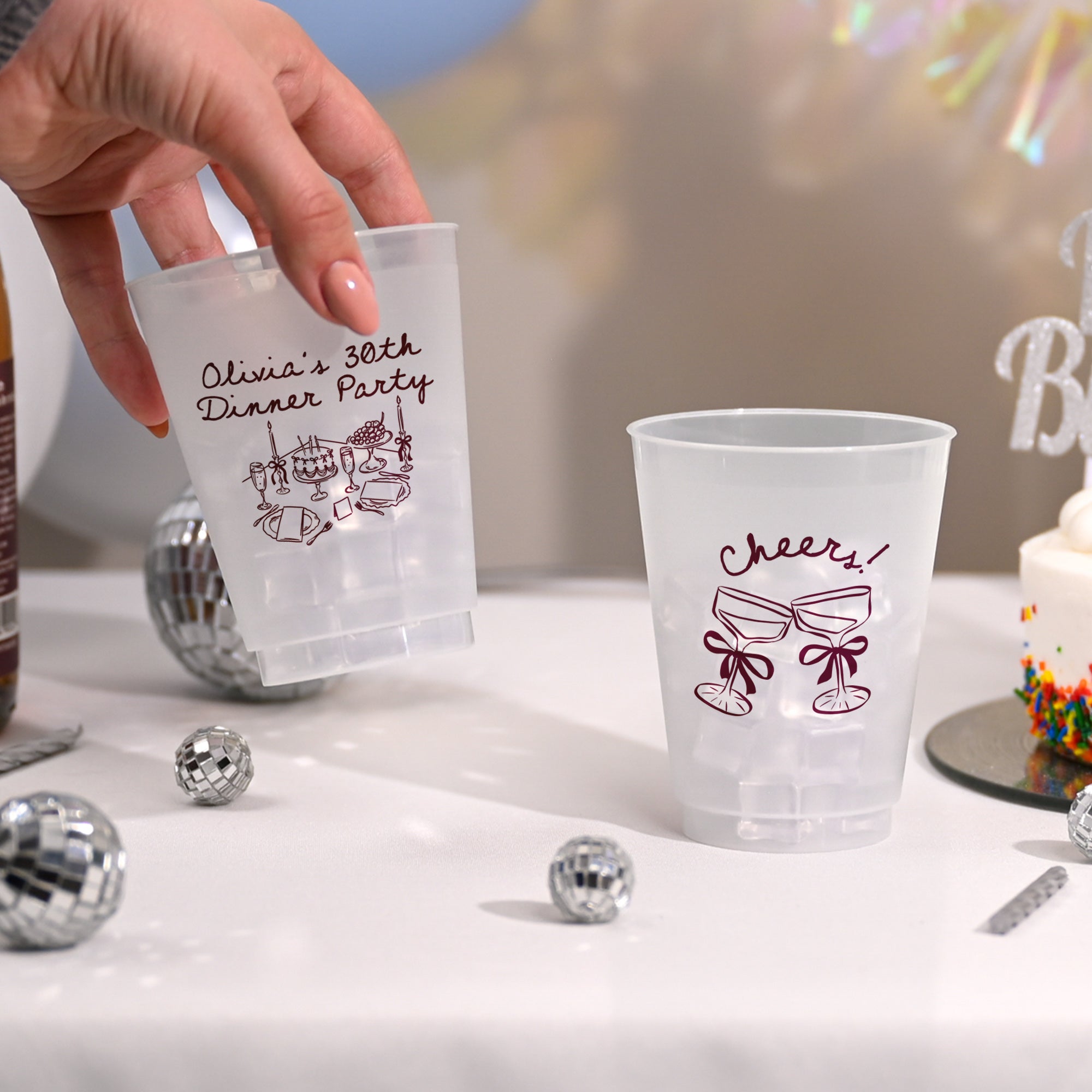 Birthday Dinner Party - Frosted Cups