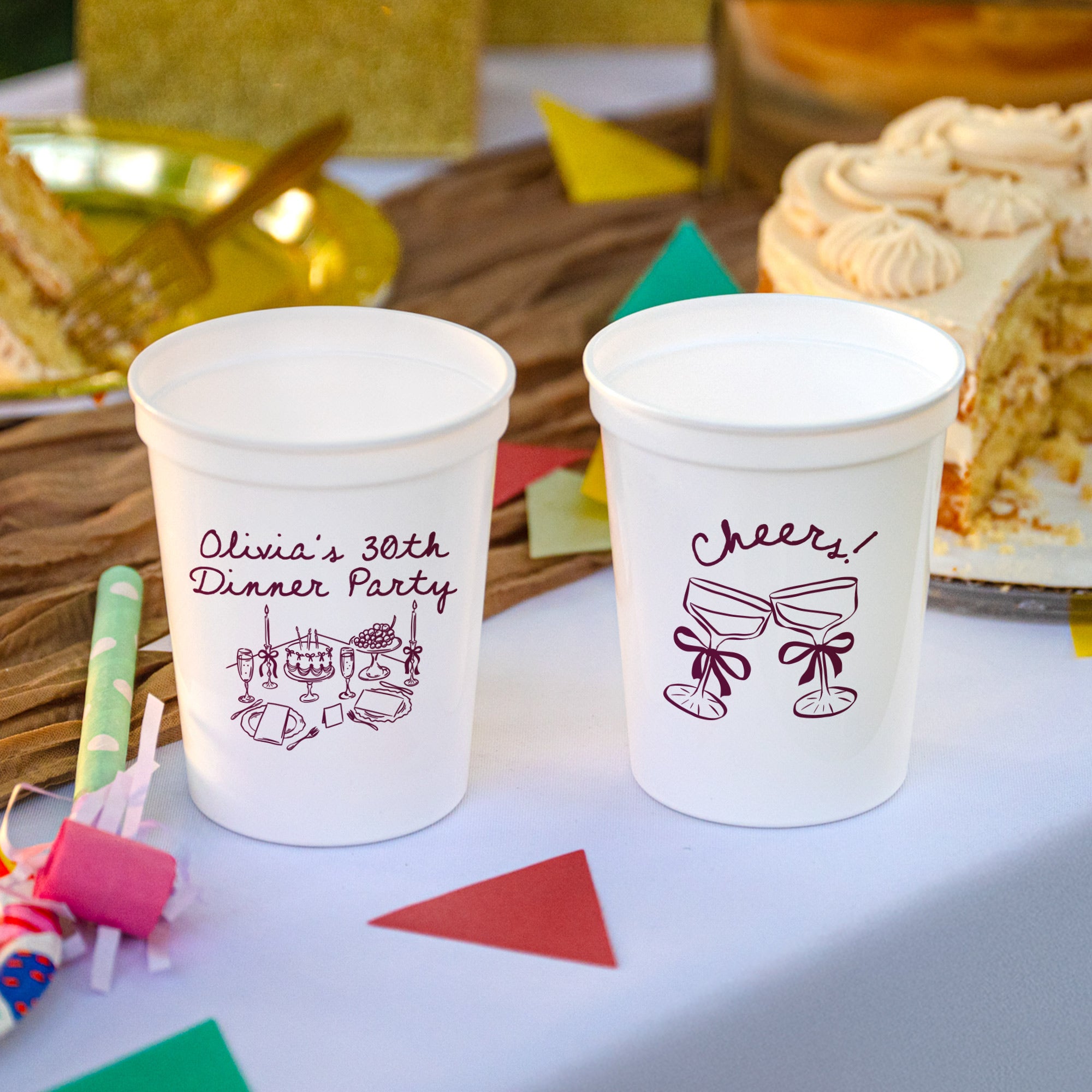 Birthday Dinner Party - Stadium Cups